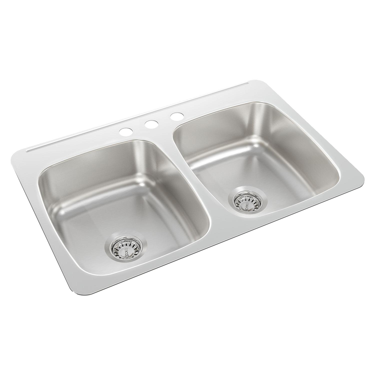 2-Bowl Stainless Steel Kitchen Sink- 31" x 20-1/2" x 7"
