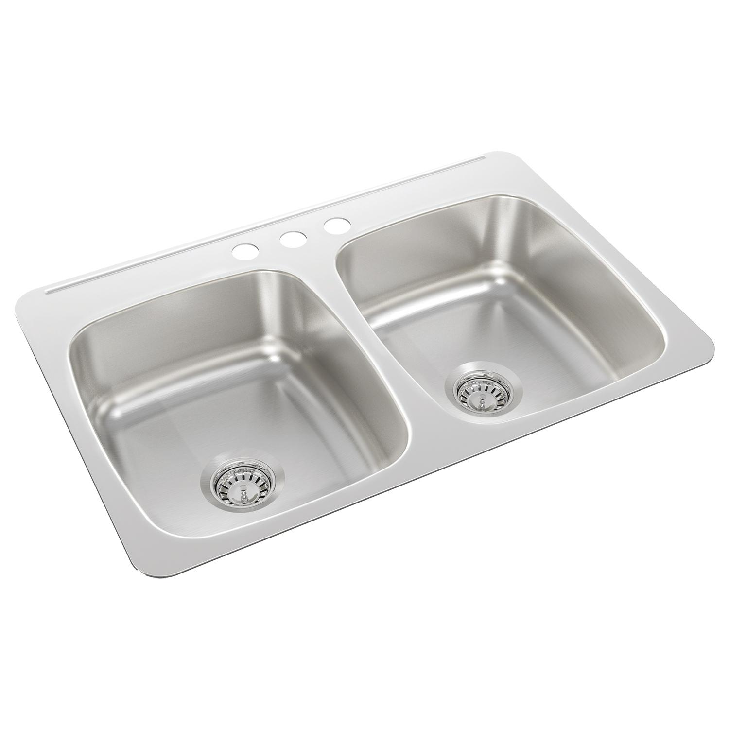 2-Bowl Stainless Steel Kitchen Sink- 32" x 21" x 7"