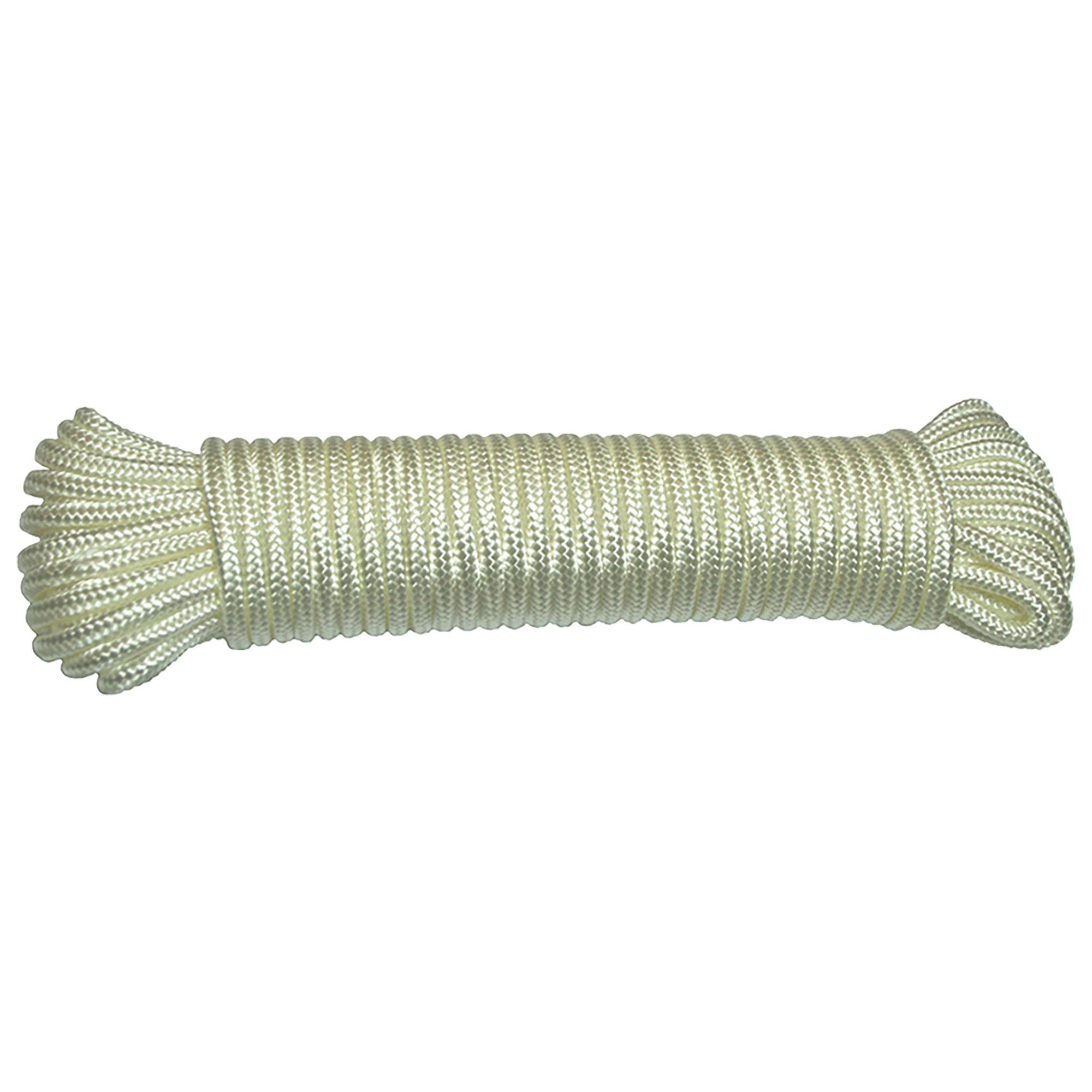 Rope Nylon Diamond Braided White 1/4 x 100'