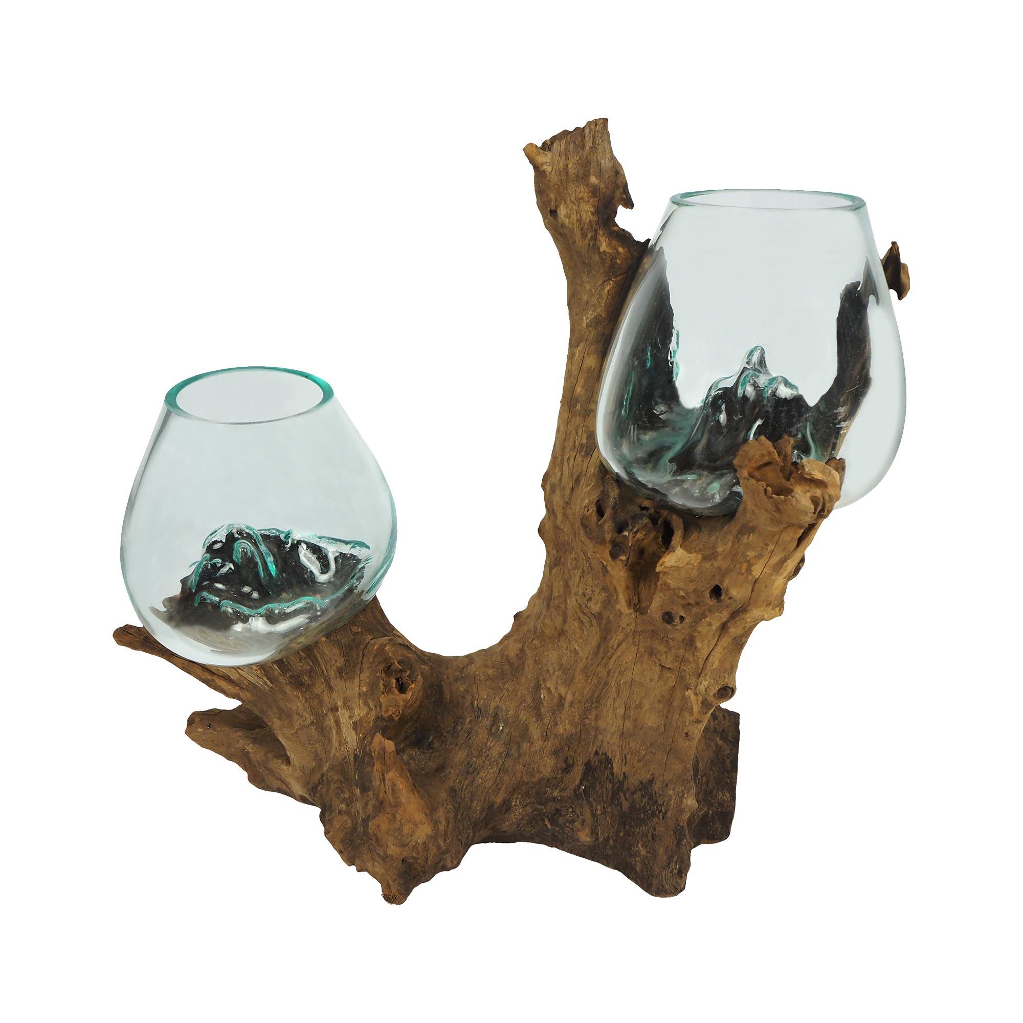 22" Double Blown Glass On Wood