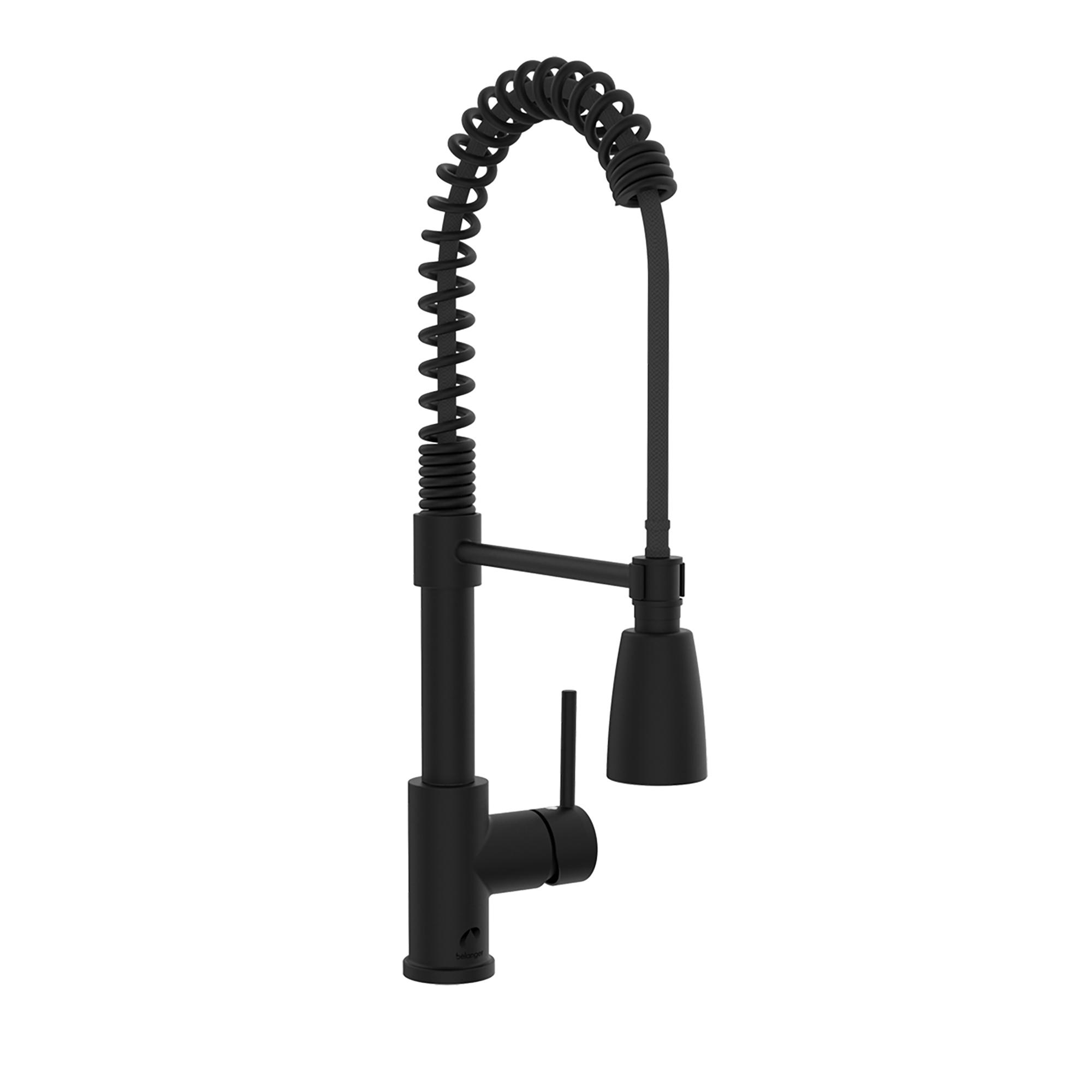 Robinet de cuisine à bec rétractable, noir mat