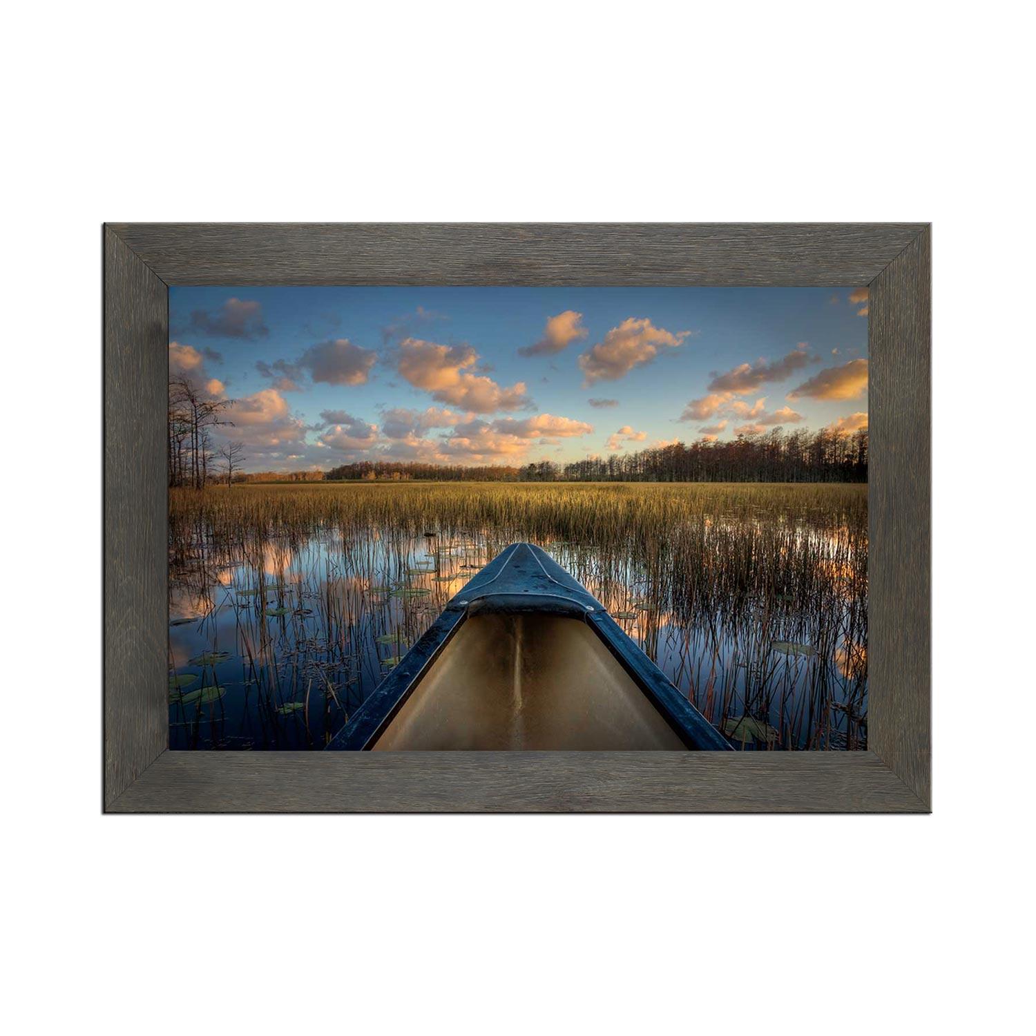 Impressions assorties à cadre en bois lin gris délavé 29 x 3