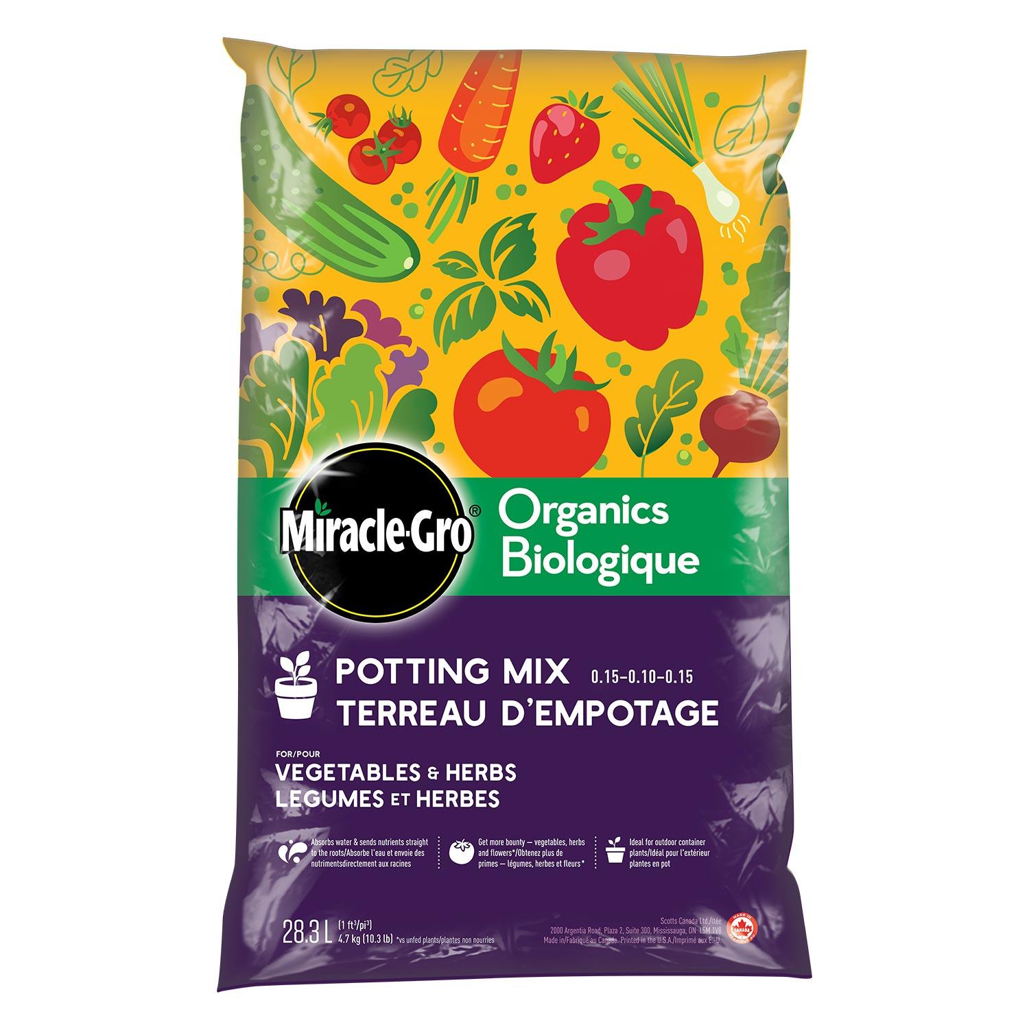 Mélange biologique Miracle-Gro – Légumes et fines herbes 28,