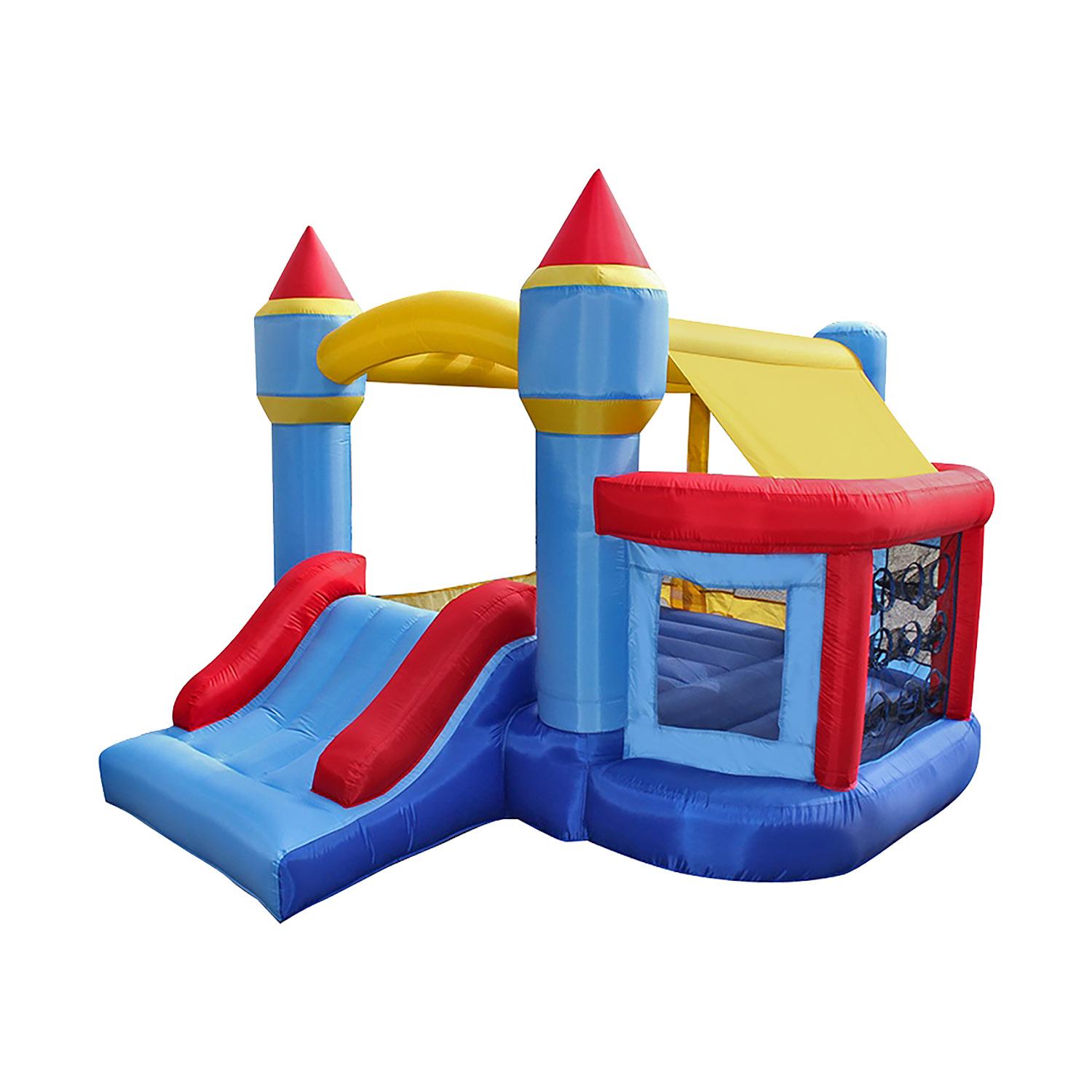 Château gonflable avec panier de basketball et poches