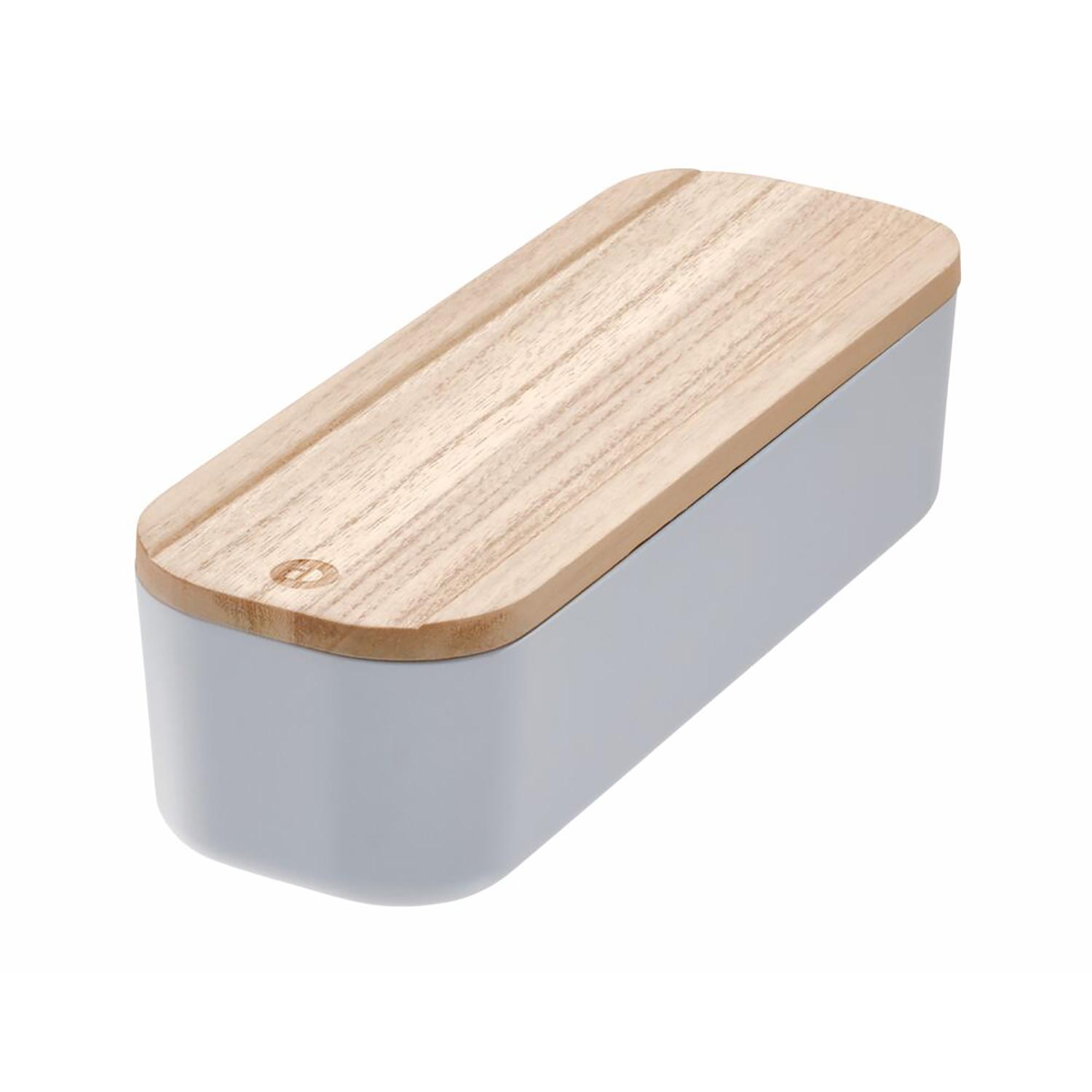3.6" x 10.8" x 2.4" Compact Bin With Wood Lid