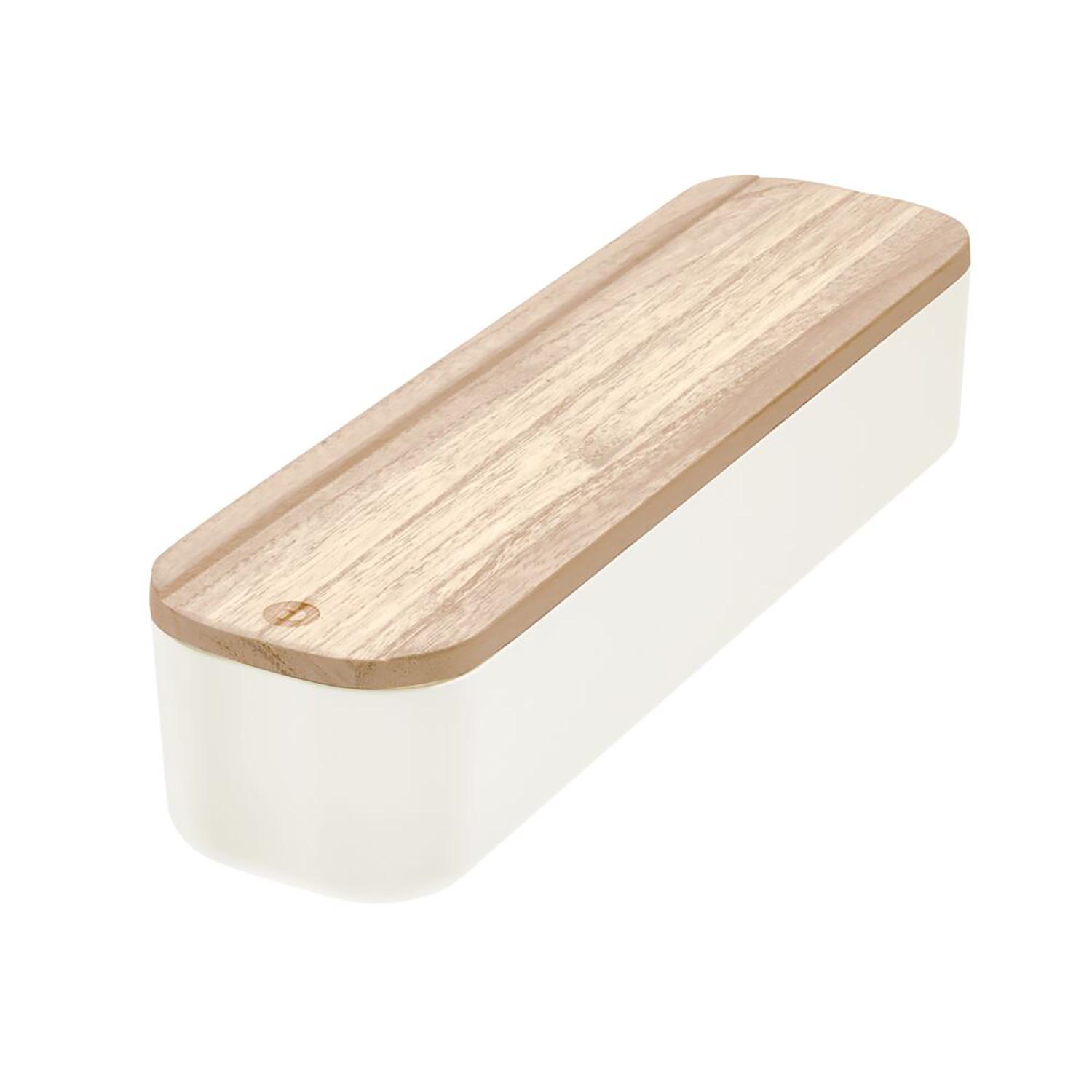 2.86 x 3.6 x 14.5 Compact Bin with Wood Lid