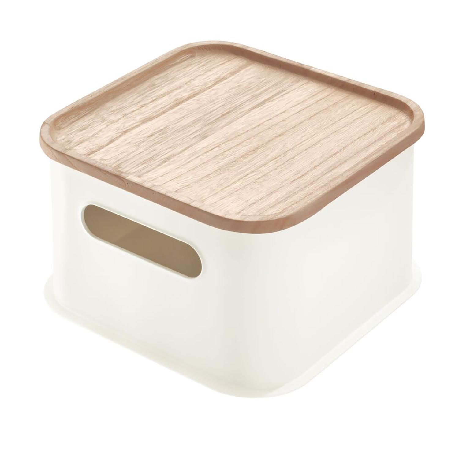 Medium Handled Bin with Wood Lid