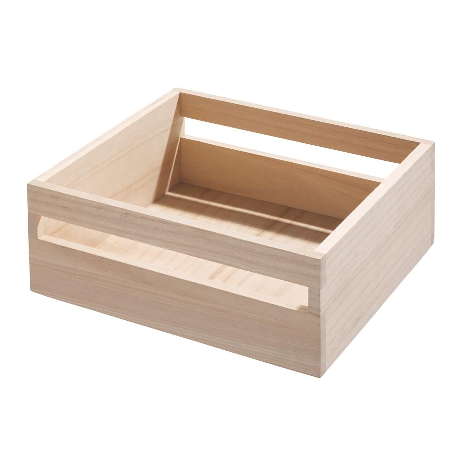 10" x 10" x 4.25" Wood Handled Bin