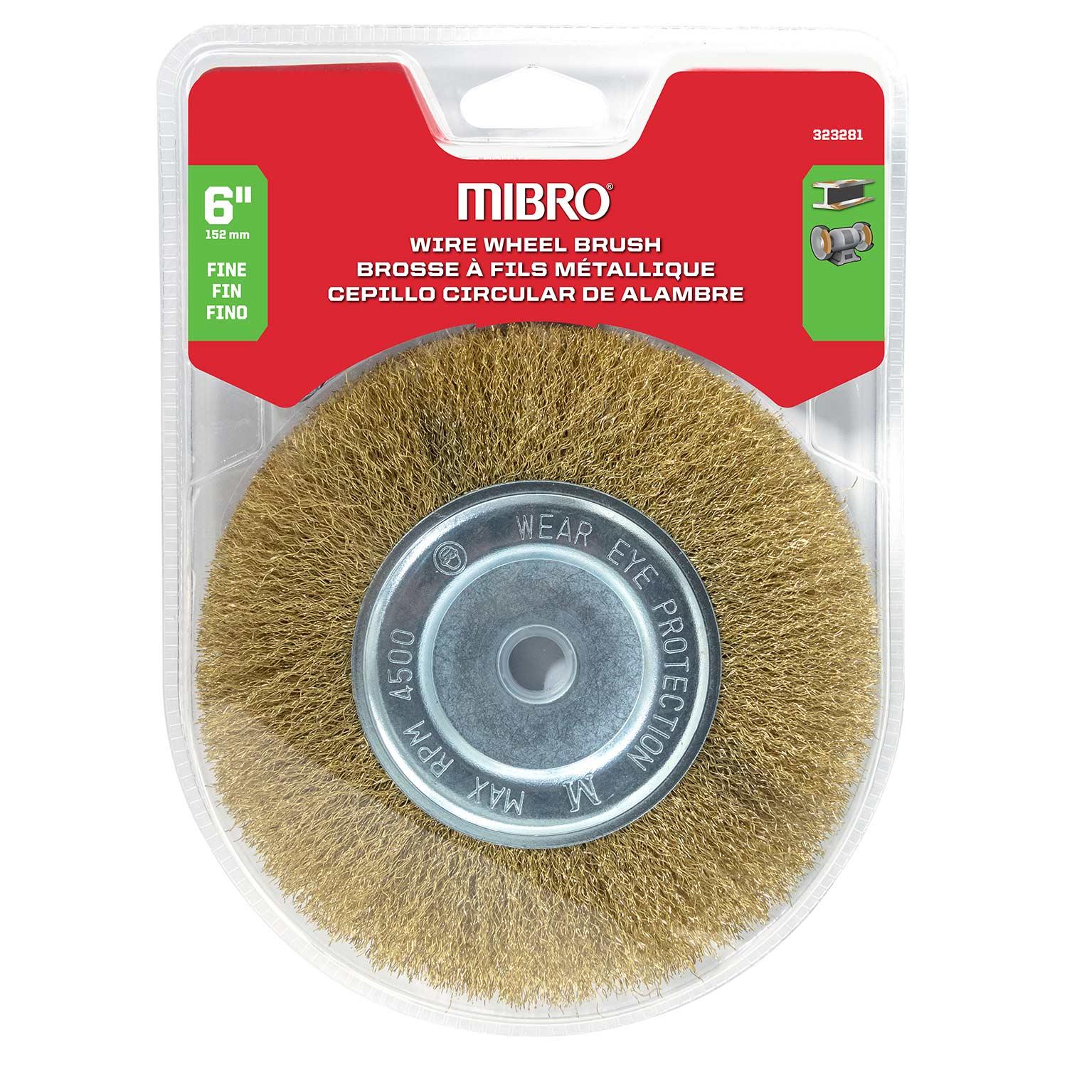 Brosse ronde en acier enduit de laiton fin 6 po avec 1/2 po