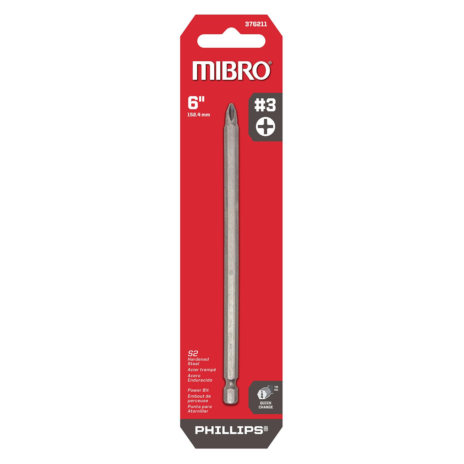 Embout de tournevis Phillips nº 3 6 po en acier S2