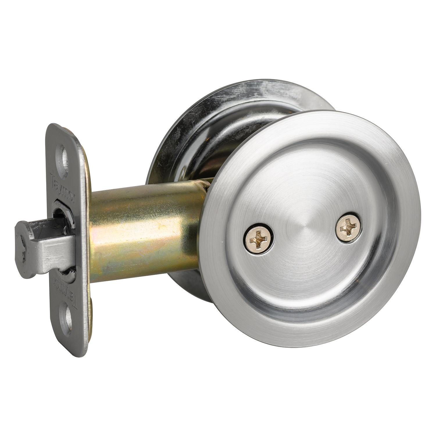 Round Passage Sliding Door Lock-Satin Chrome