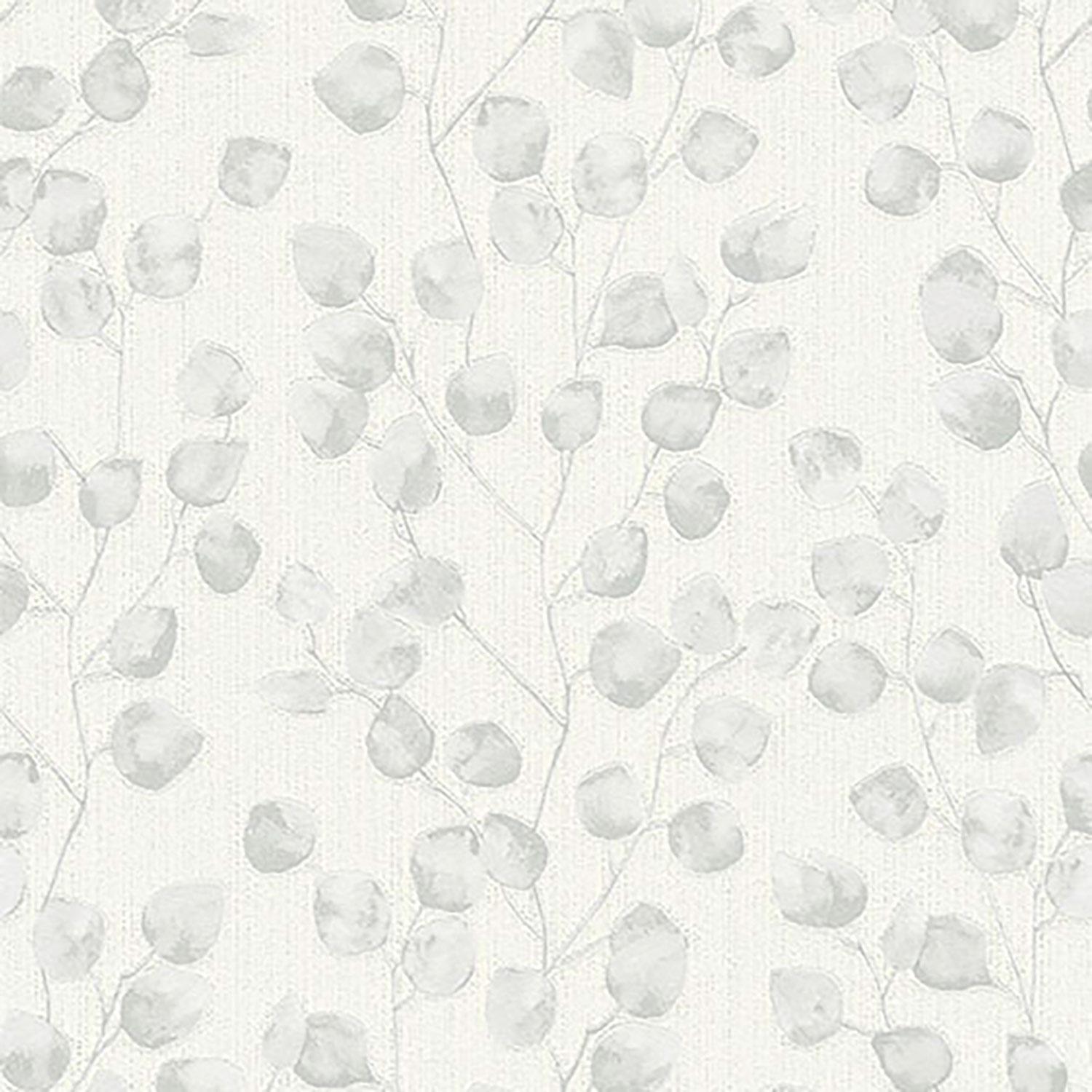 Papier peint à feuilles gris