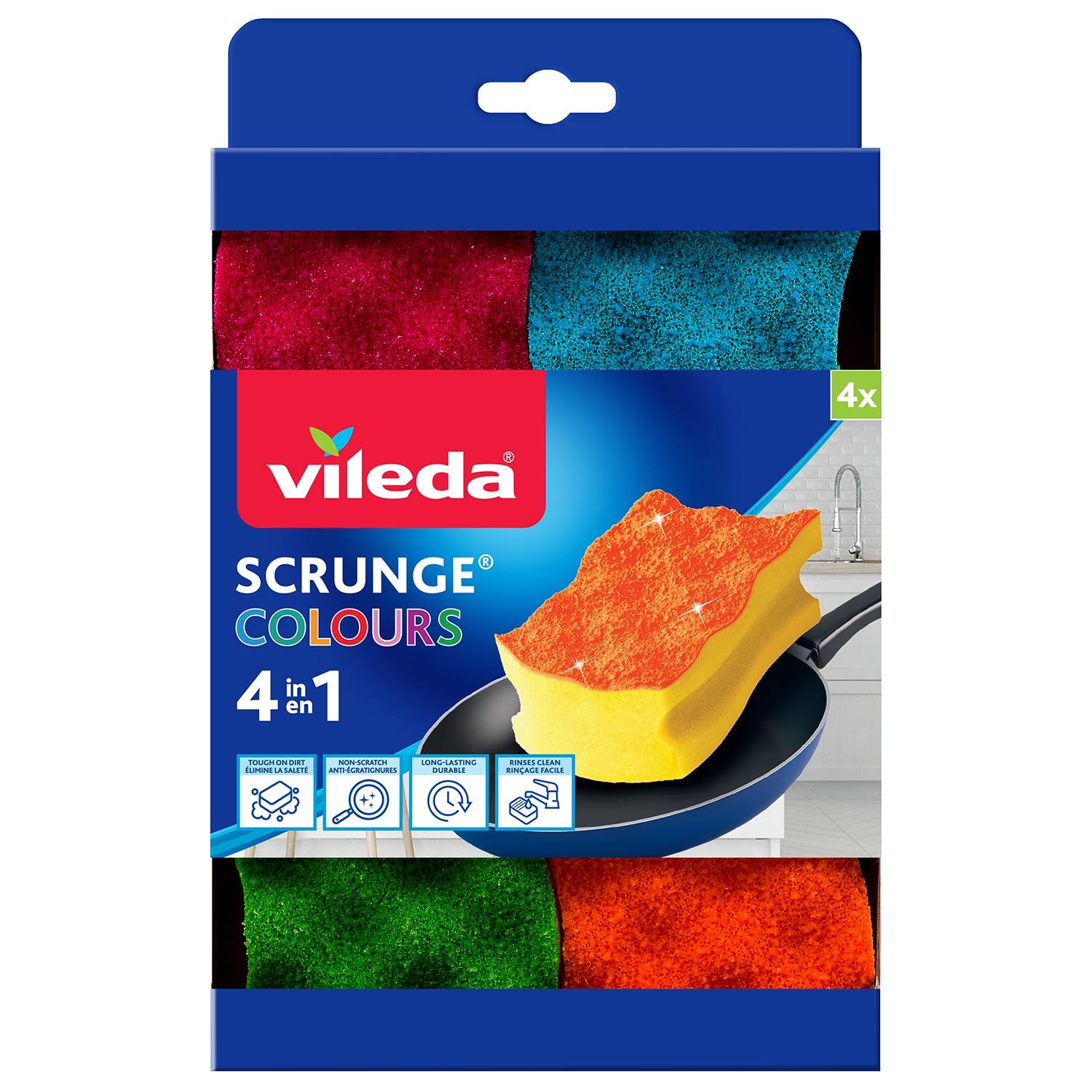 Scrunge Colours Foam Back Scourers-4/Pack
