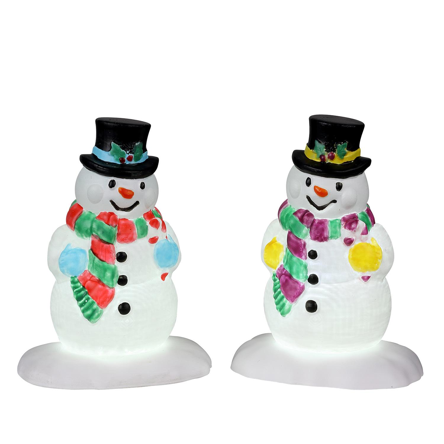 Bonhomme de neige avec chapeau décoré de houx, paquet de 2,