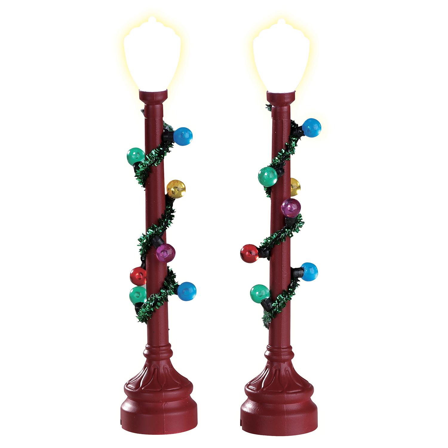 Red Globe Street Lamp Accessory Set of 2 - Battery Operated