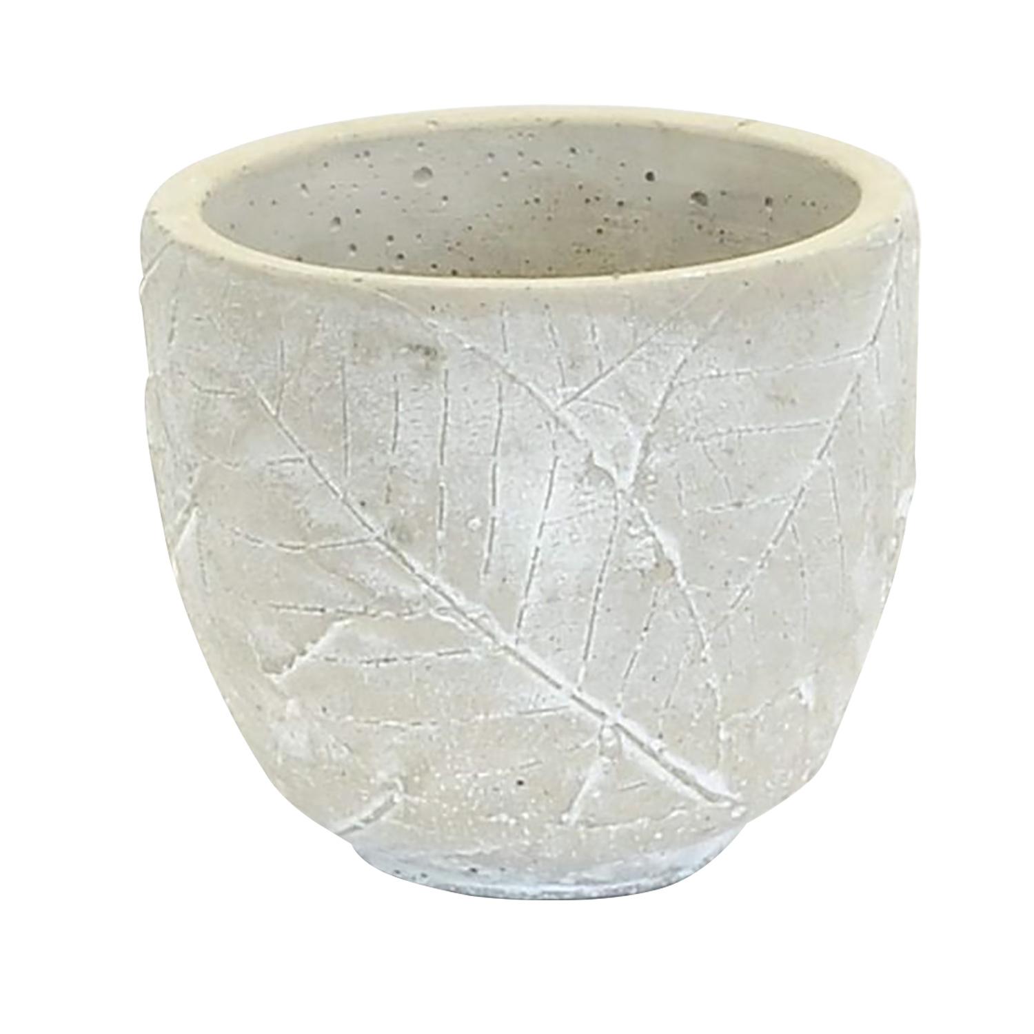 Pot en céramique à feuilles texturées, blanc, 4,25 po