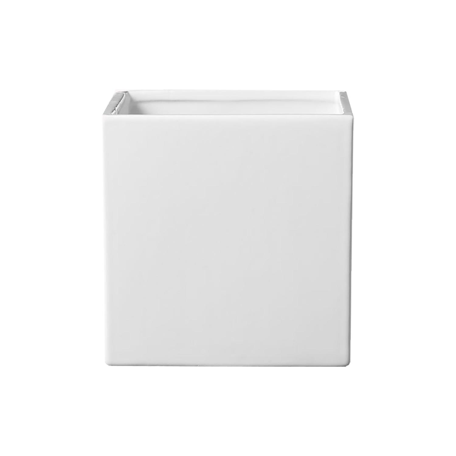 Pot carré brillant Latina, blanc, 7 po