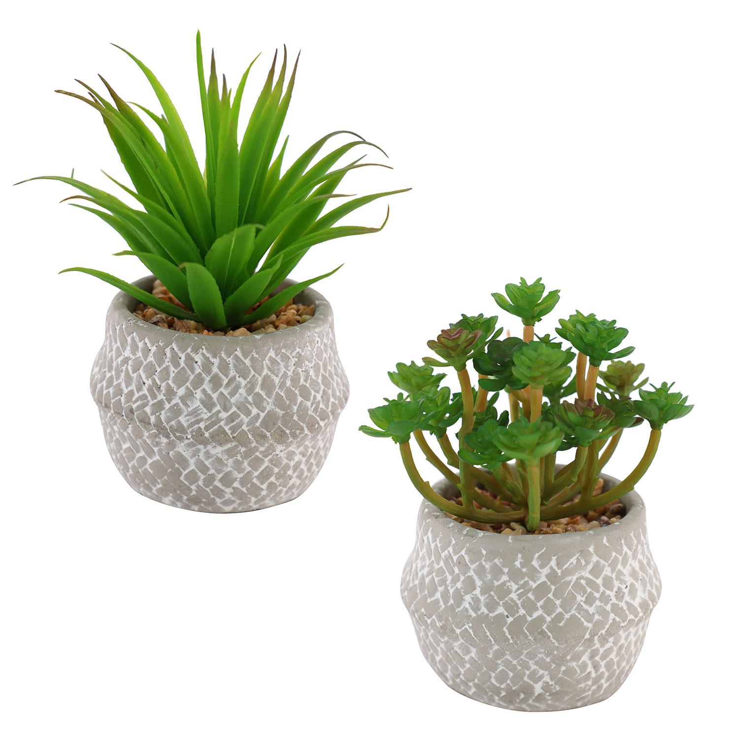 Plante artificielle en pot gris, assortiment