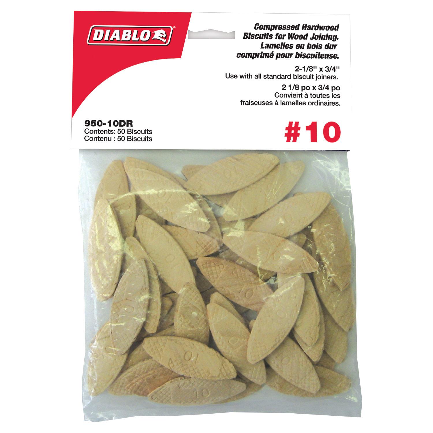 Lamelles en bois franc comprimé nº 10 2 1/8 x 3/4 po, 50/pqt