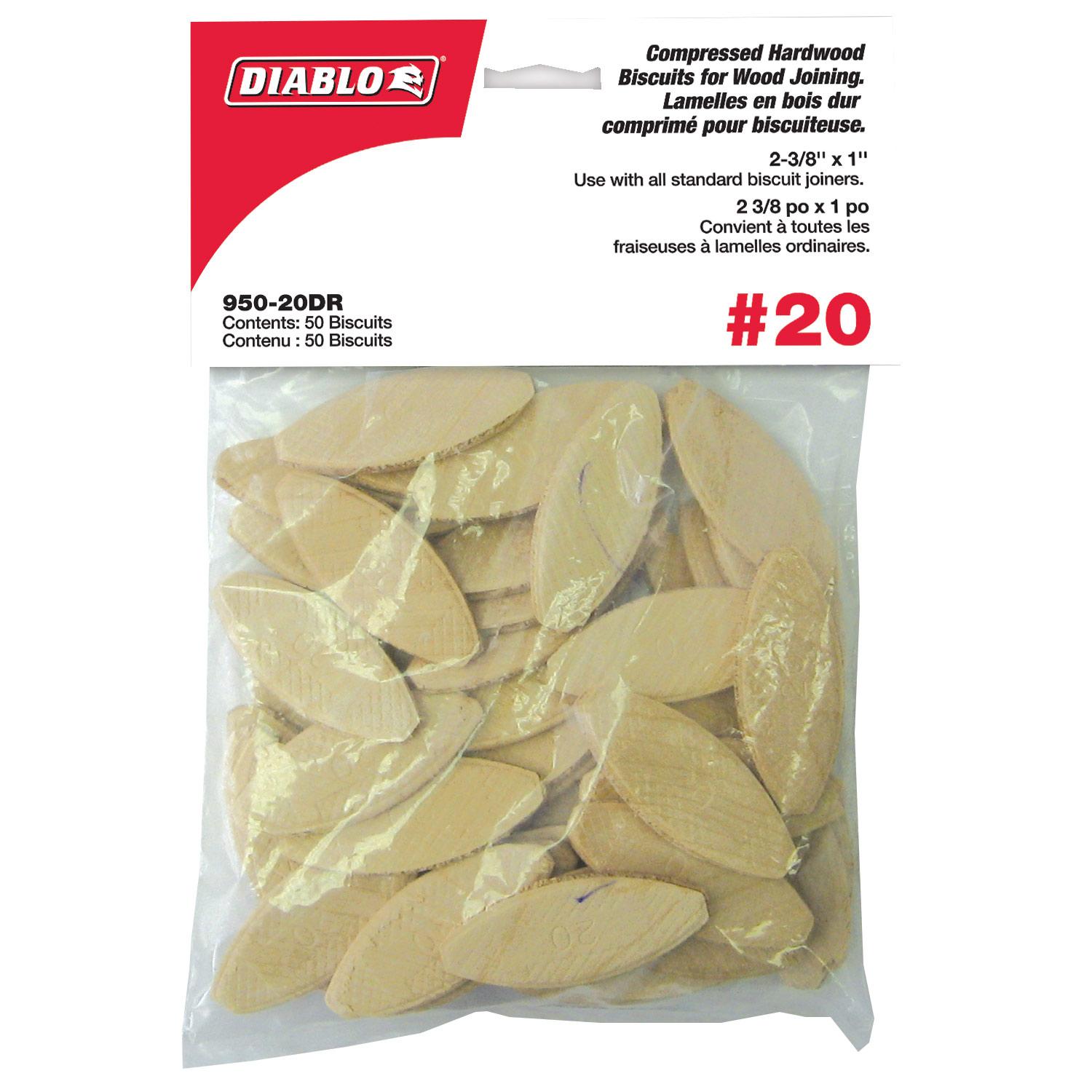 Lamelles bois franc comprimé nº 20 2 3/8 x 1 po, 50/pqt