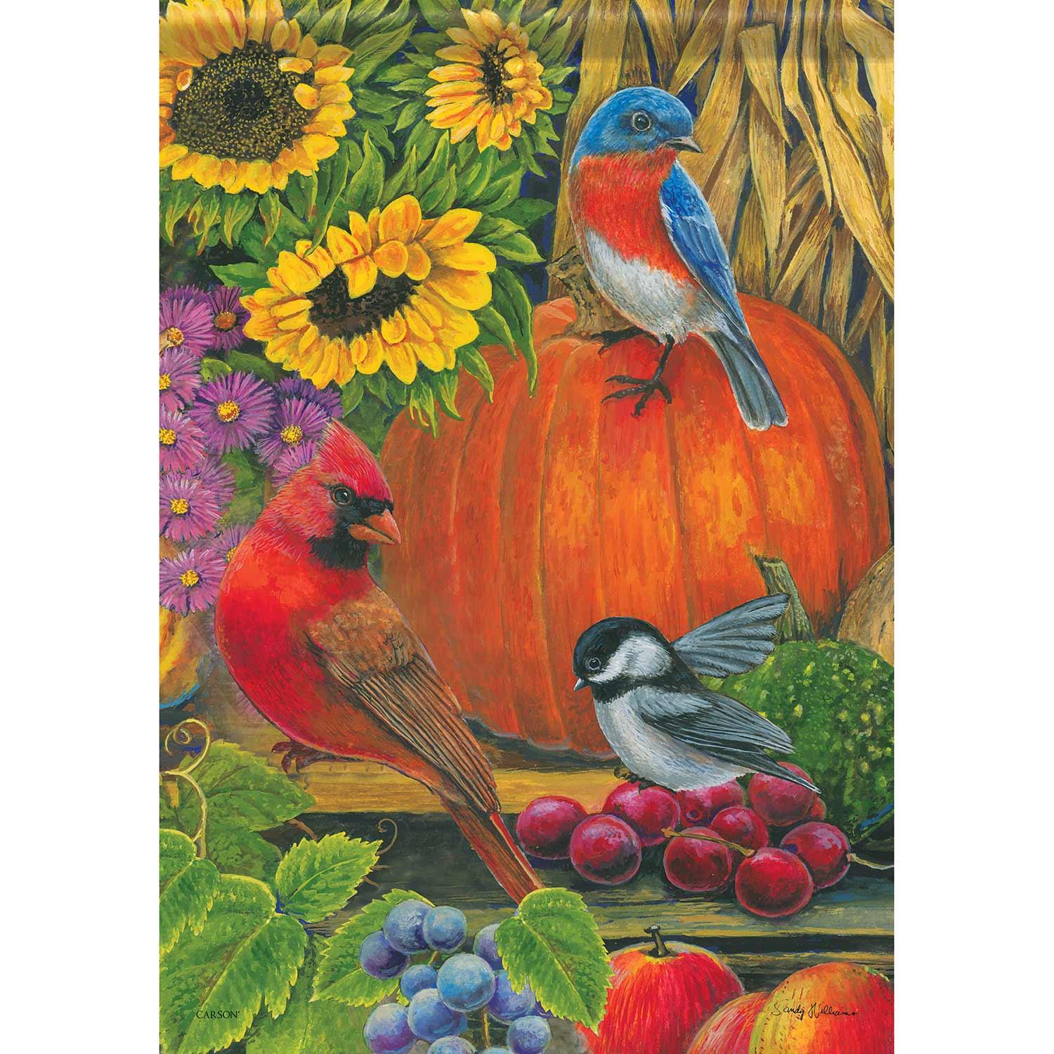 Drapeau de jardin, oiseaux de récolte automnale