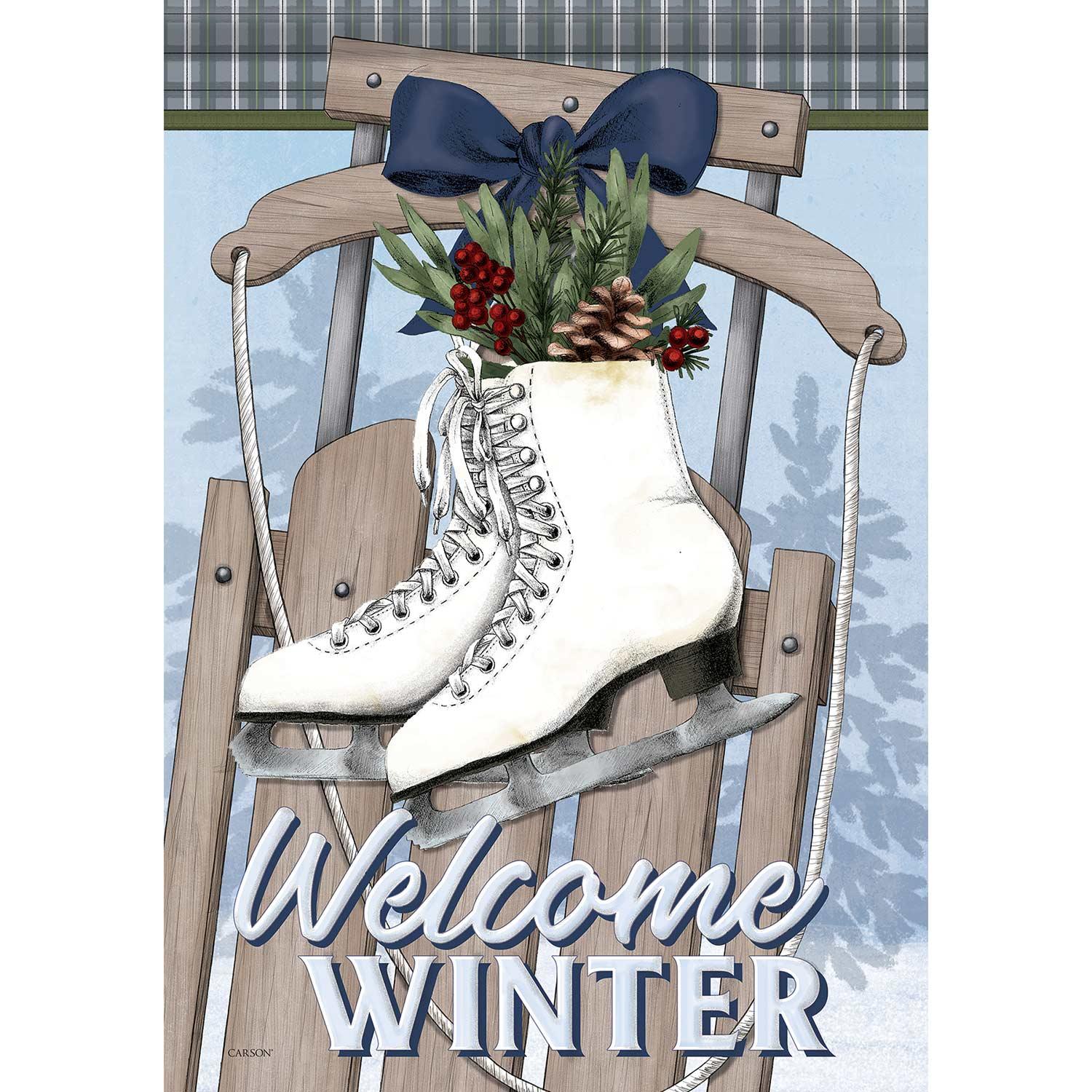 Drapeau de jardin, patins pour l'hiver