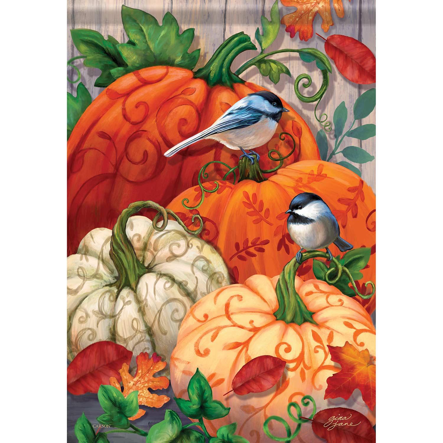 Drapeau de jardin, citrouilles et spirales