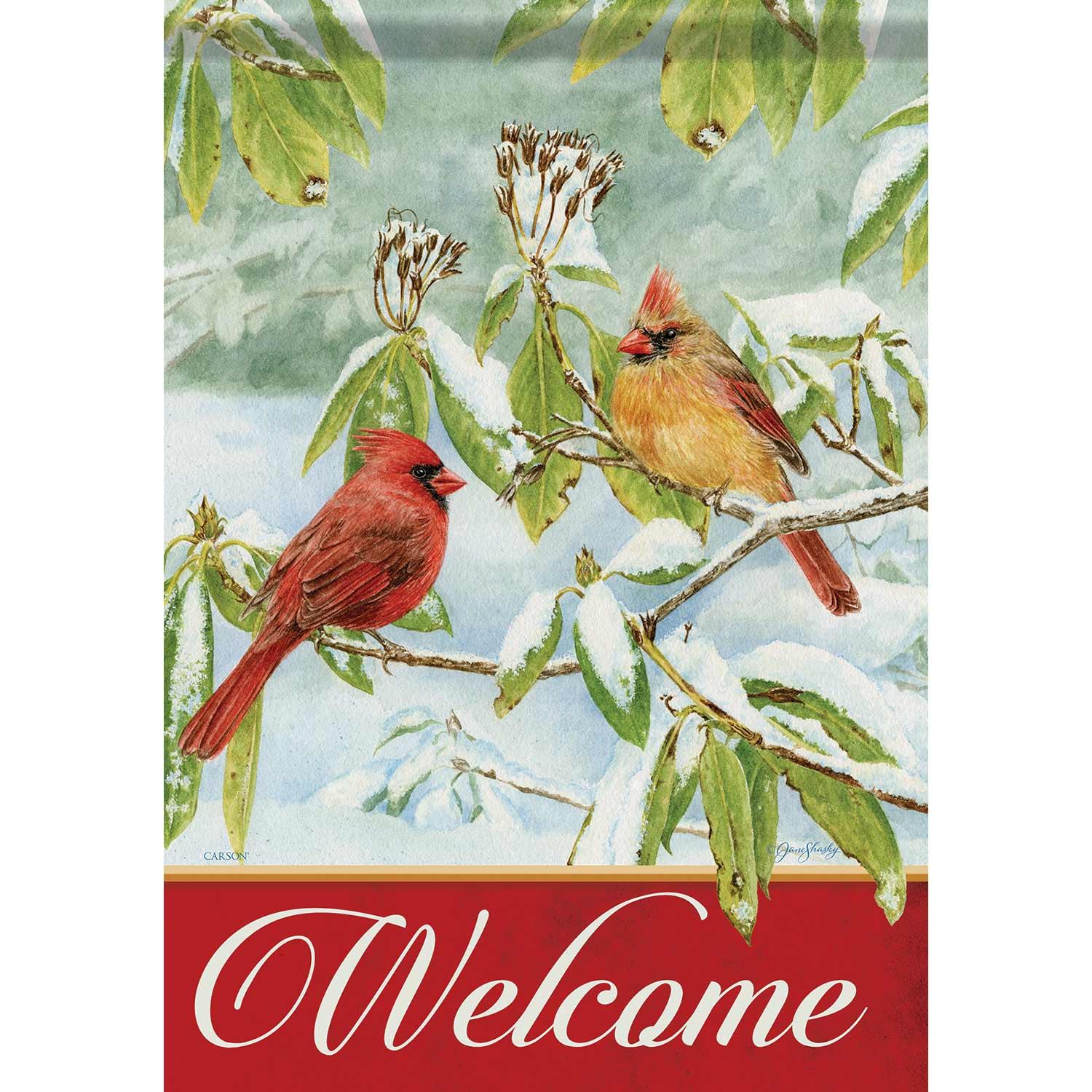 Winter Large Flag Cardinals In Snow