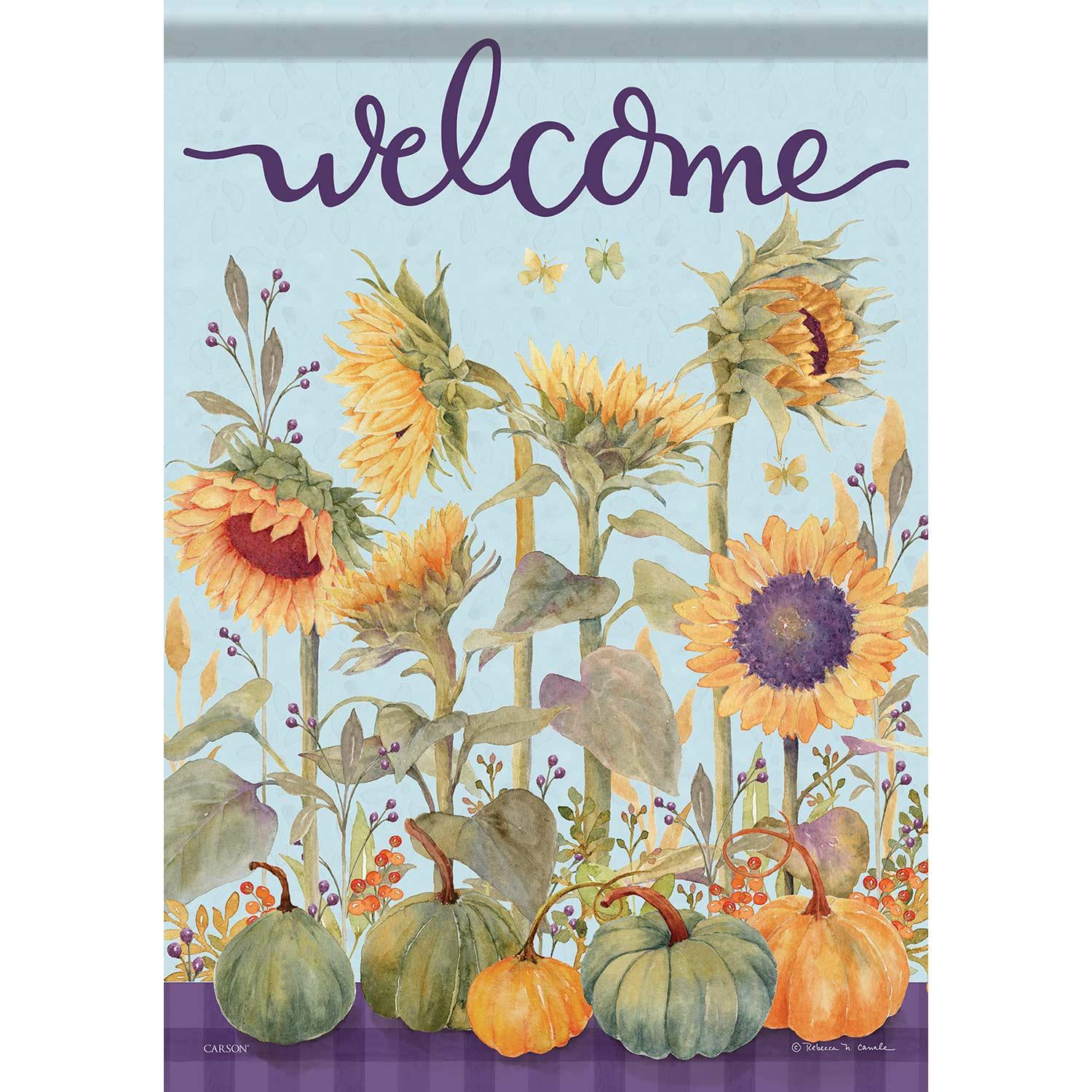 Fall Large Flag Sunflowers And Pumpkins