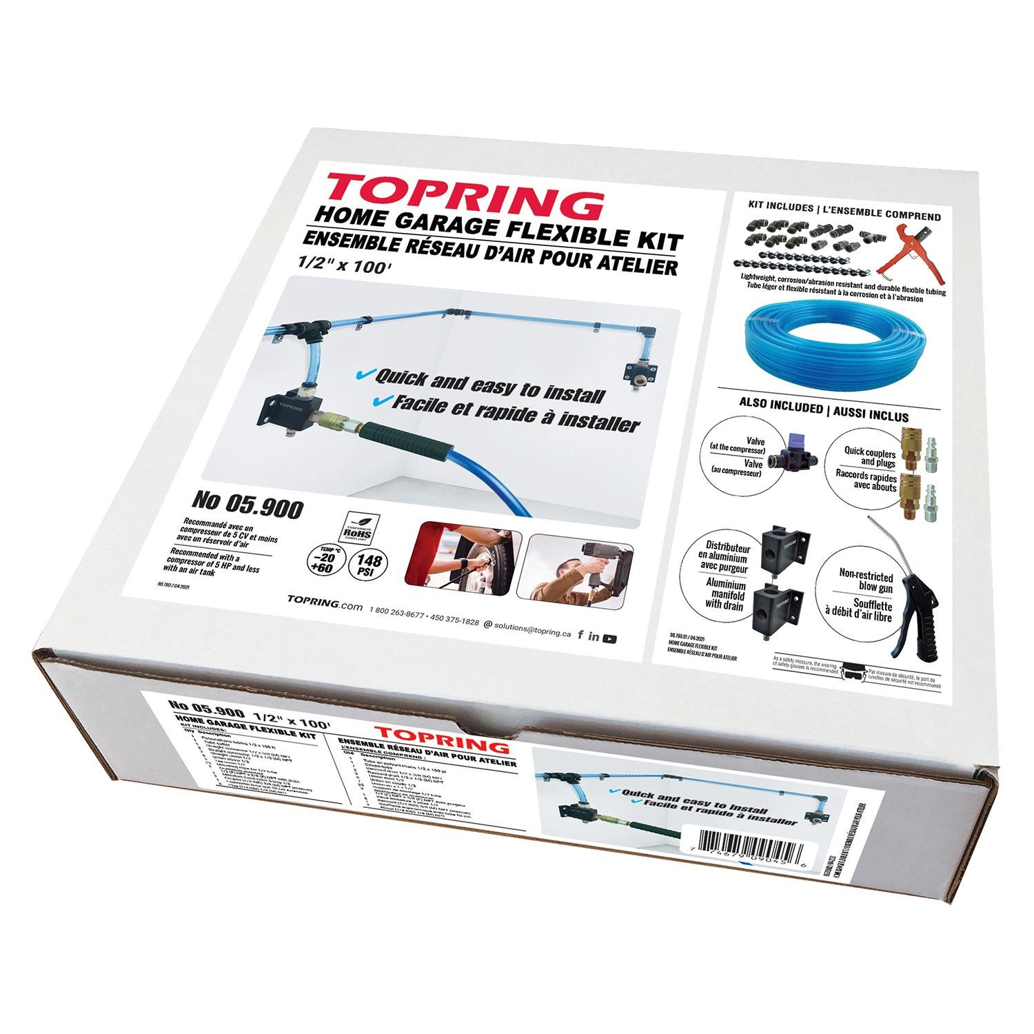 Trousse de conduite d'air souple pour garage à domicile 1/2 
