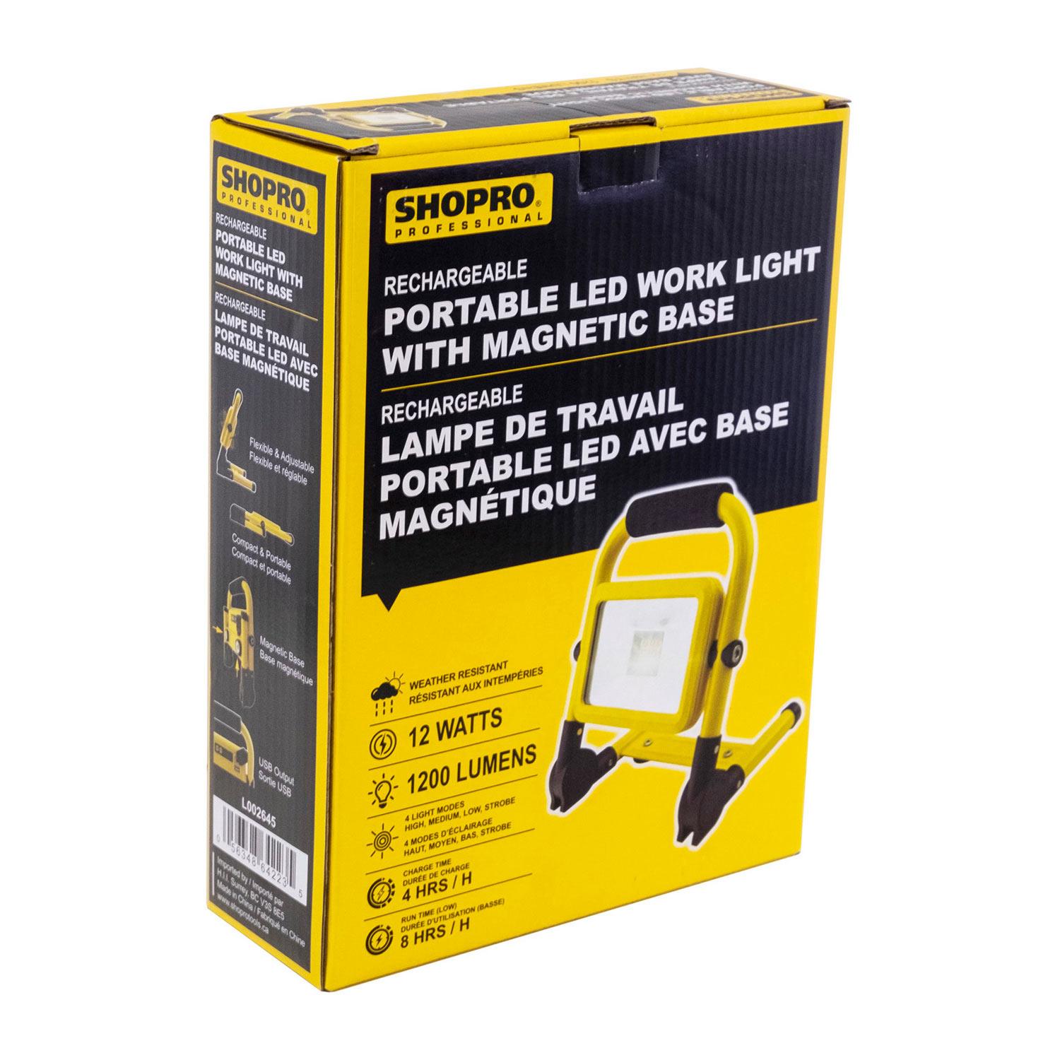 Lampe de travail DEL rechargeable portative 900 lm