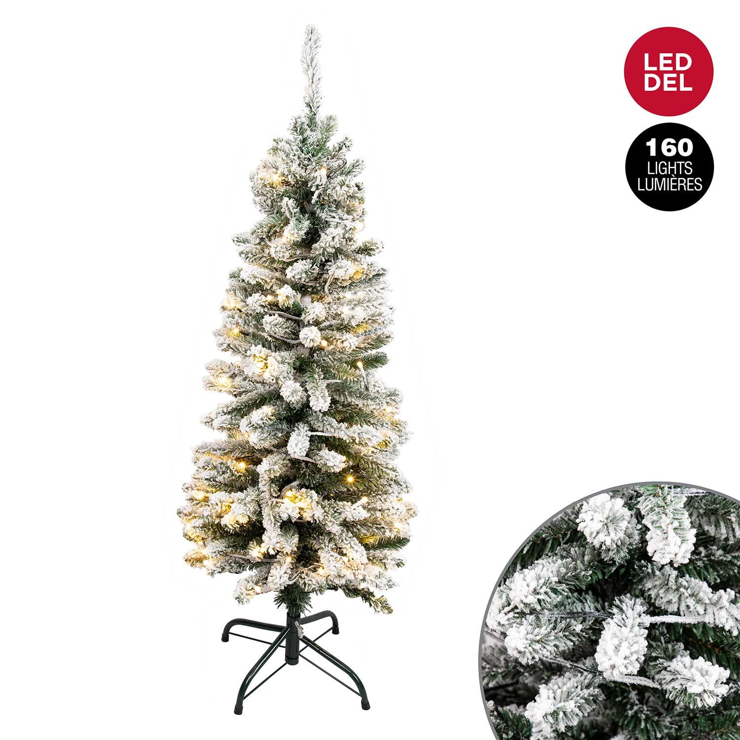 Arbre mince givré à éclairage DEL intégré 4 pi