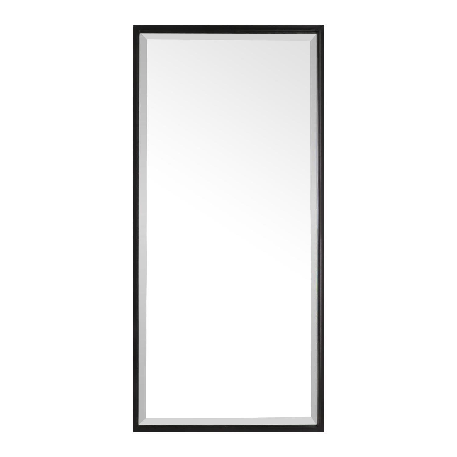 Miroir biseauté 16 x 35 po, cadre en métal noir