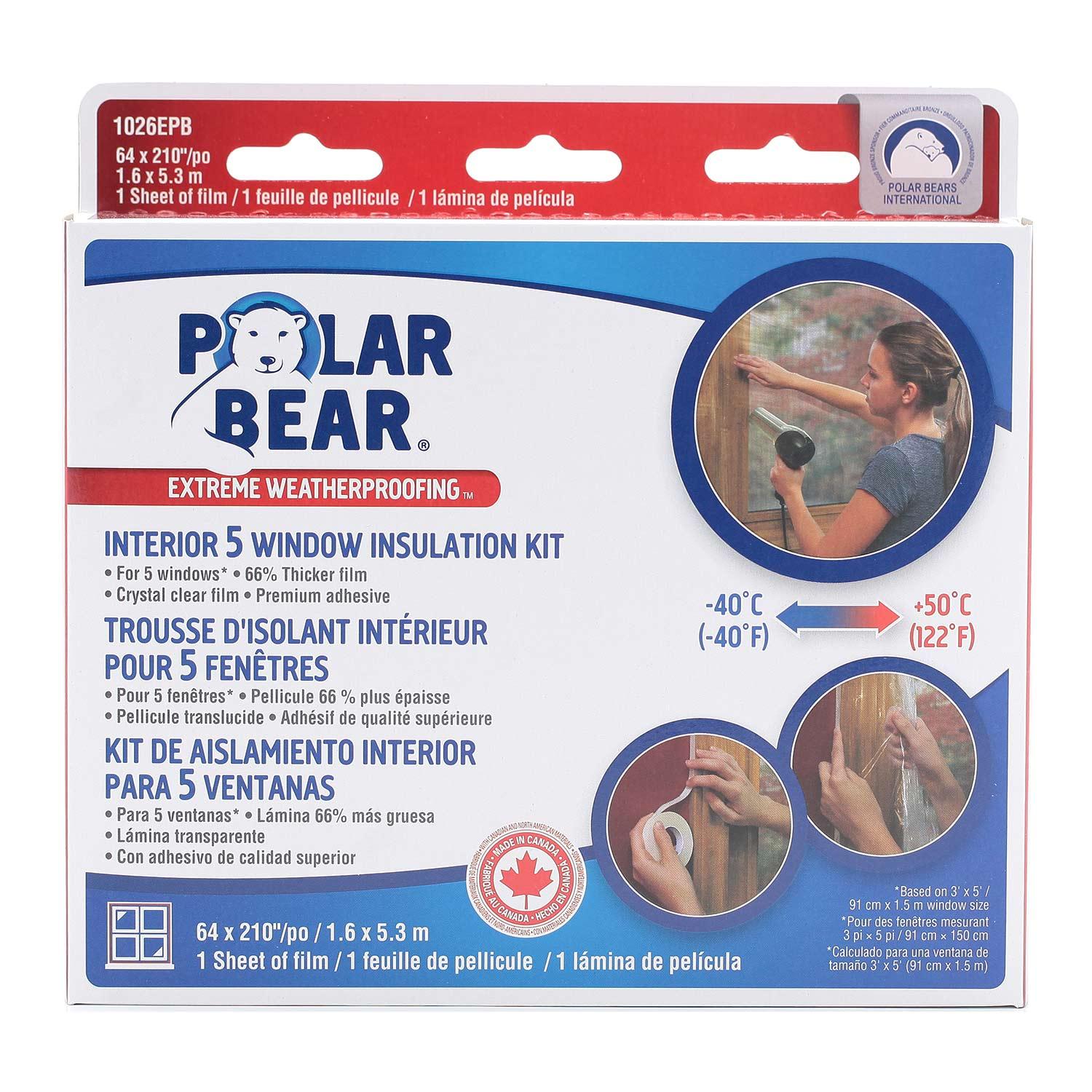 Trousse de pellicule isolante extrême pour 5 fenêtres, 64 po