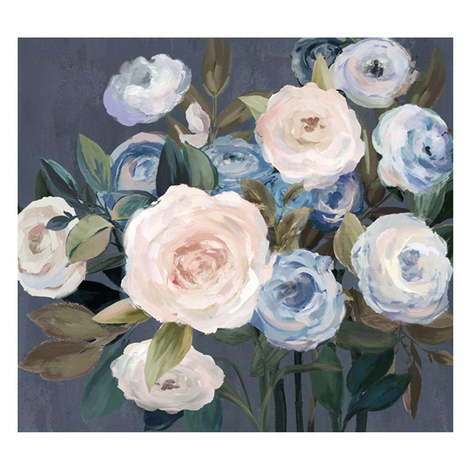 32" x 32" Pink And Blue Flowers Canvas Art