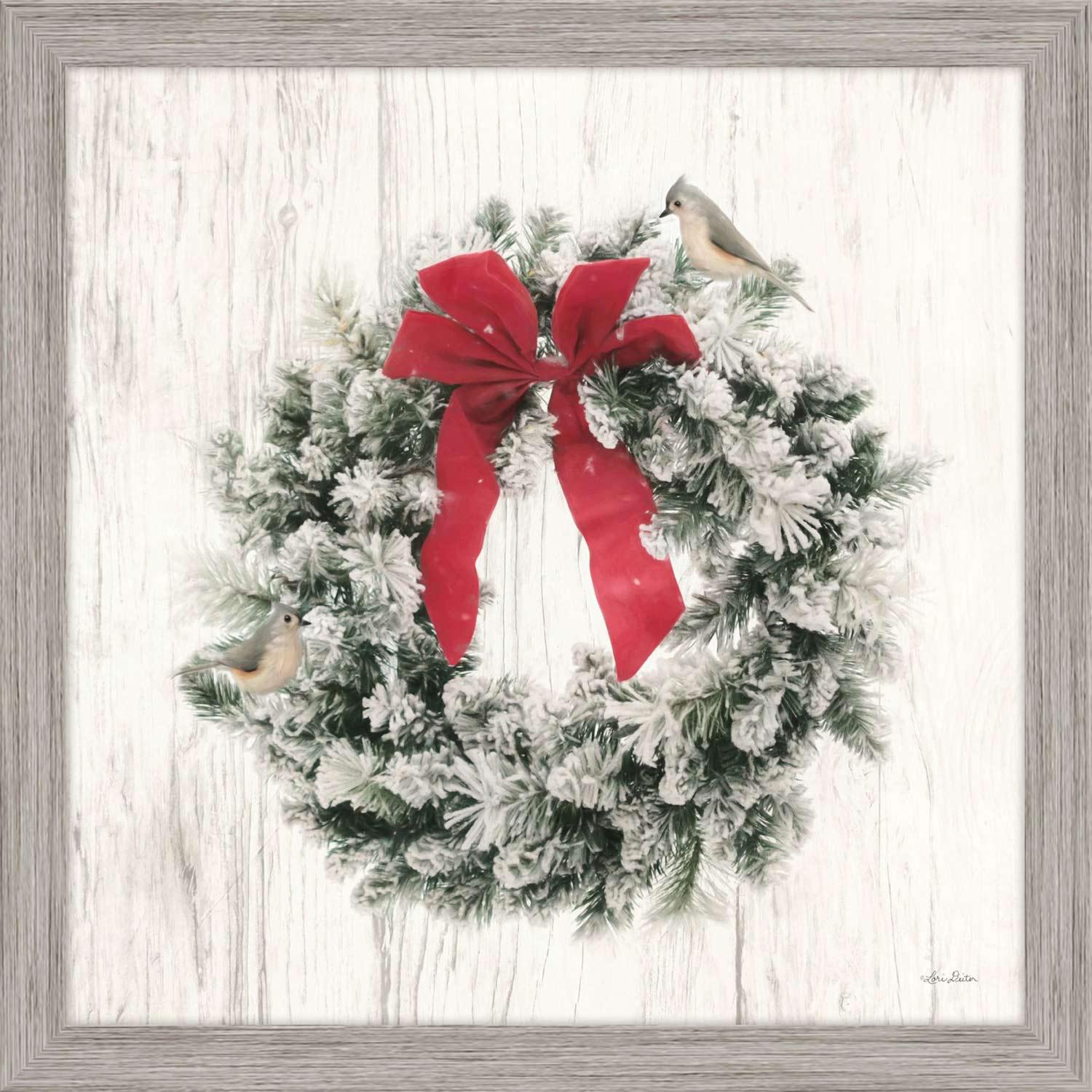 Décoration murale de Noël encadrée, boucle rouge de Noël, 18