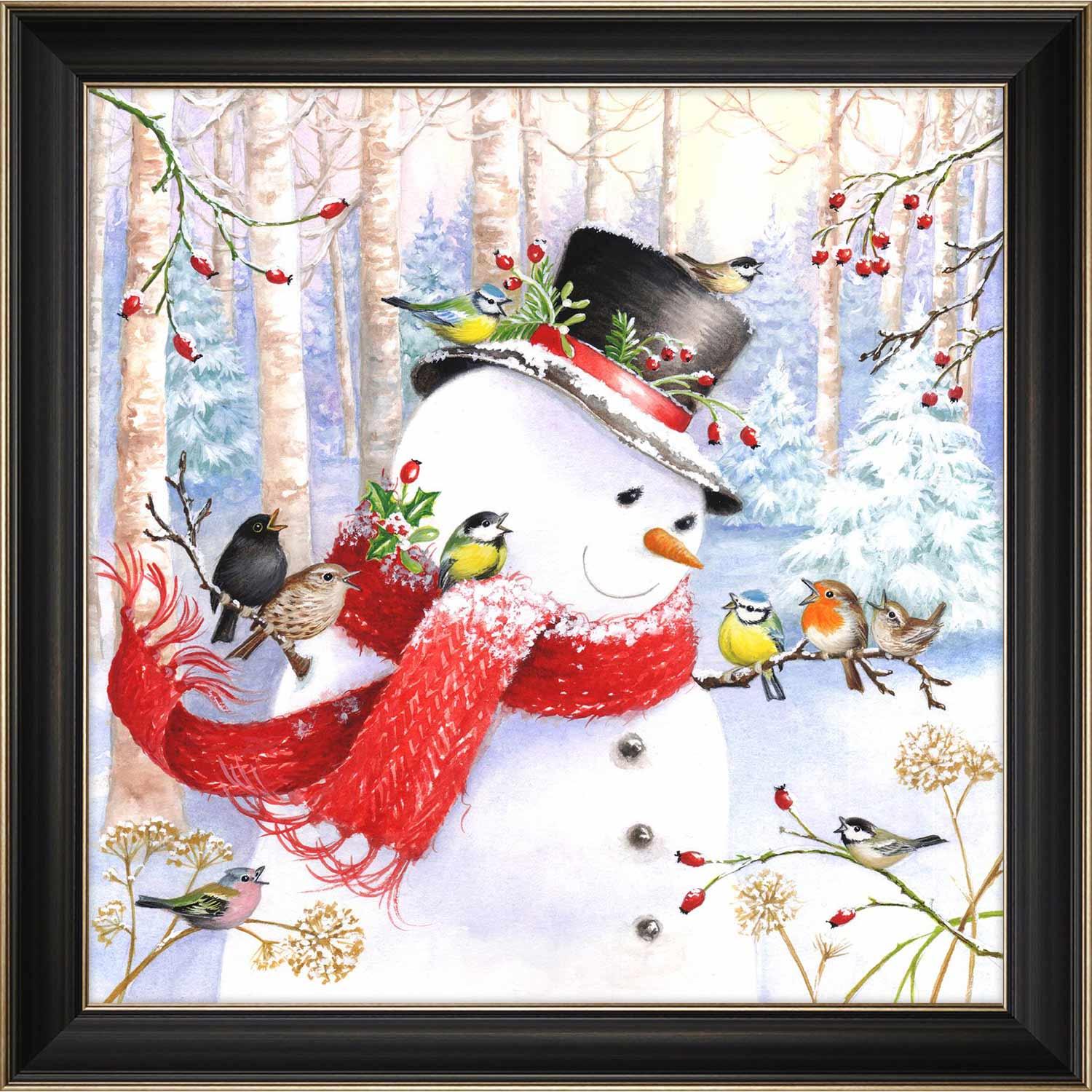 Décoration murale de Noël encadrée, oiseaux chanteurs sur bo
