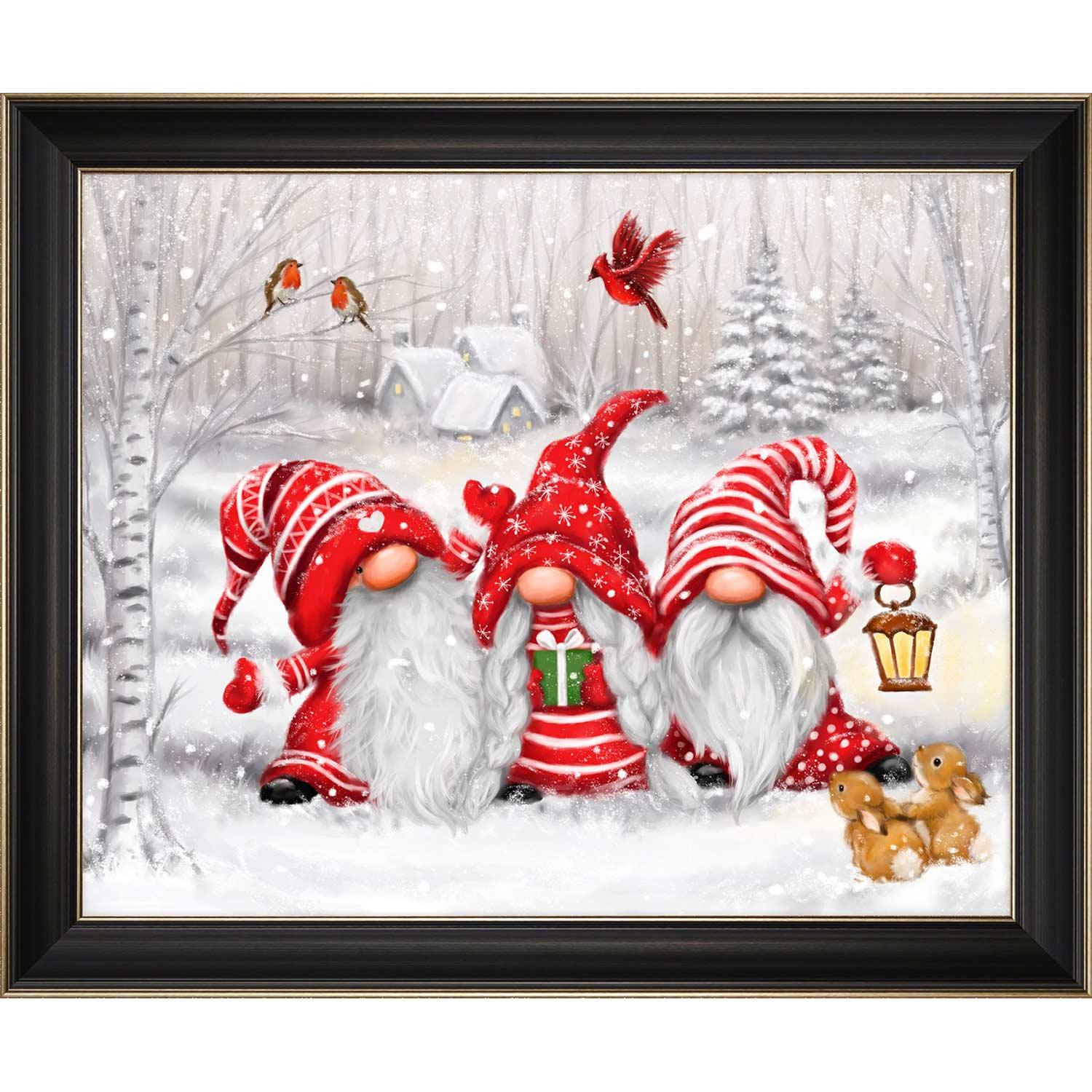 16" x 20" Christmas Framed Three Gnomes