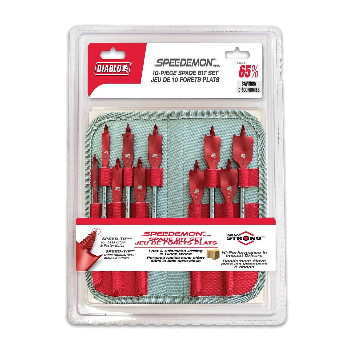 10 Piece Speed Demon Spade Bit Set With Pouch