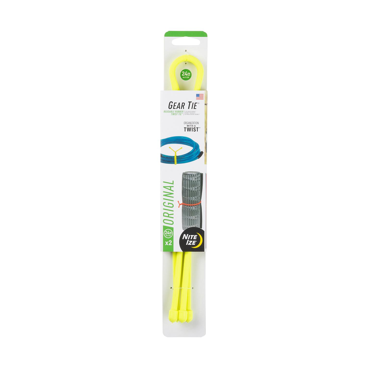 Attache torsadée réutilisable en caoutchouc Gear Tie, jaune