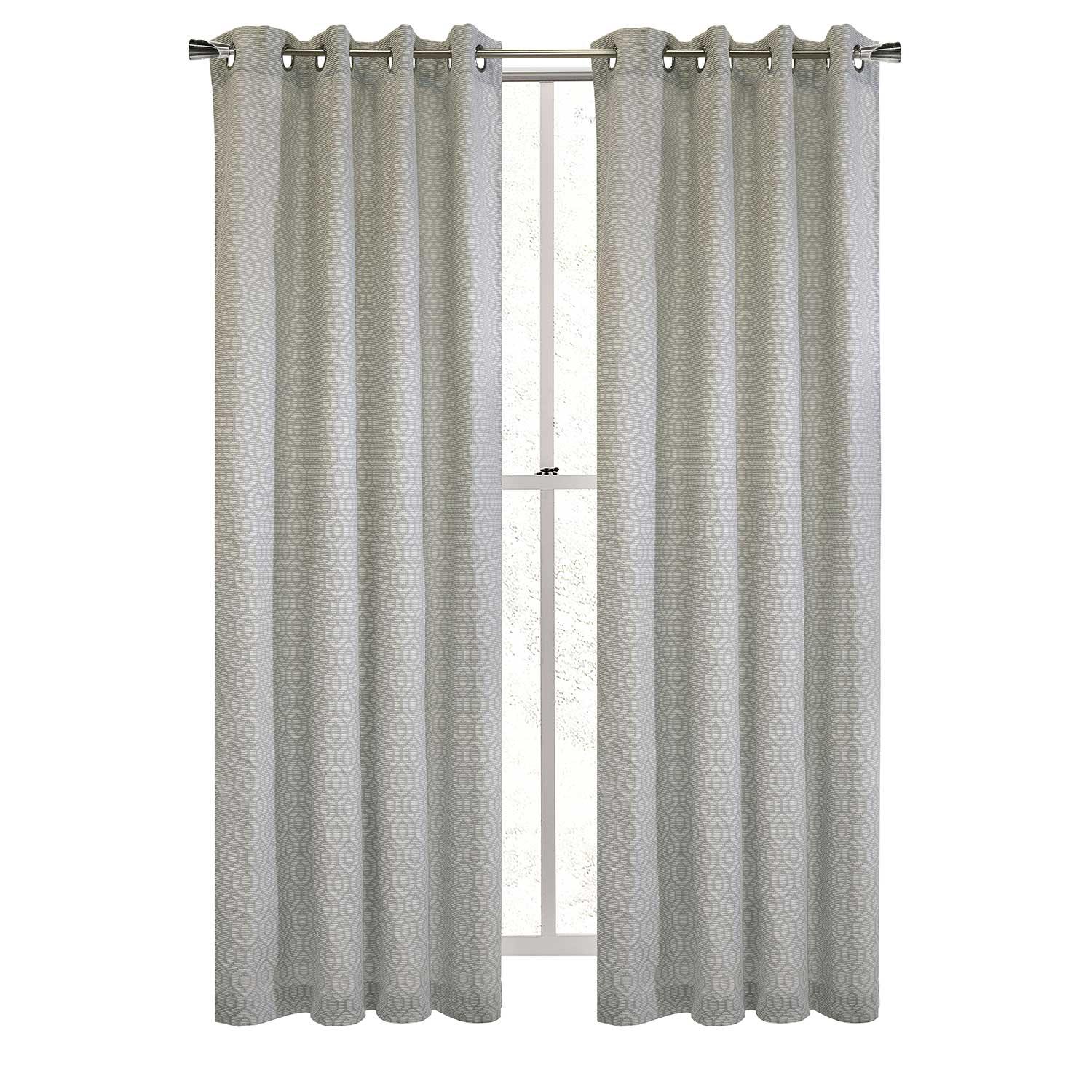 Rideau à œillets à motif jacquard texturé Organa, gris argen