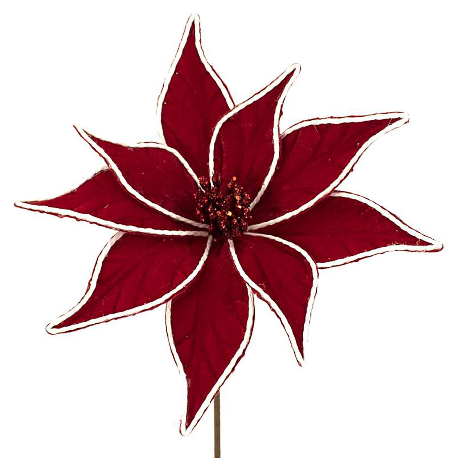 Red and White Poinsettia Pick 20"