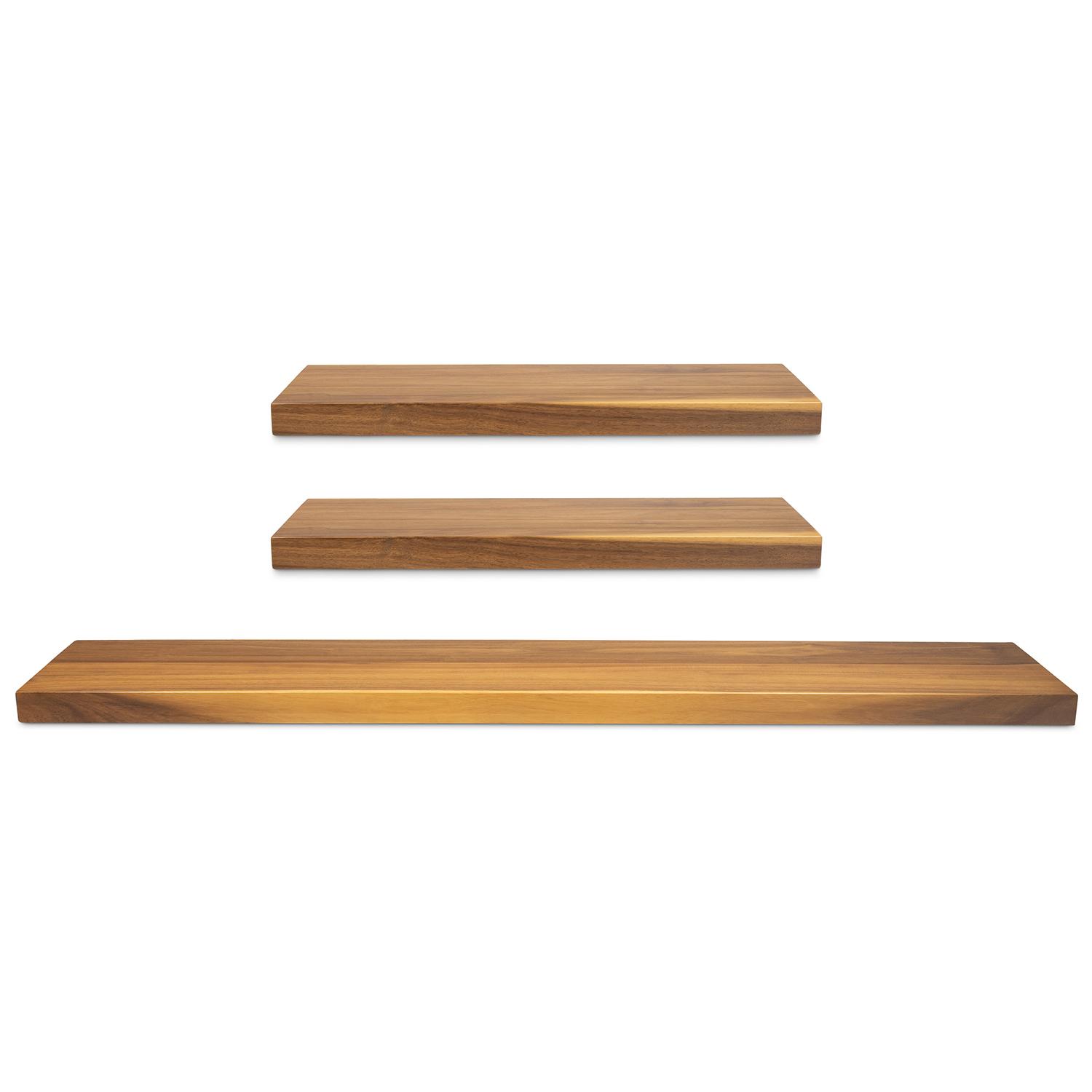 Trois tablettes flottantes en acacia