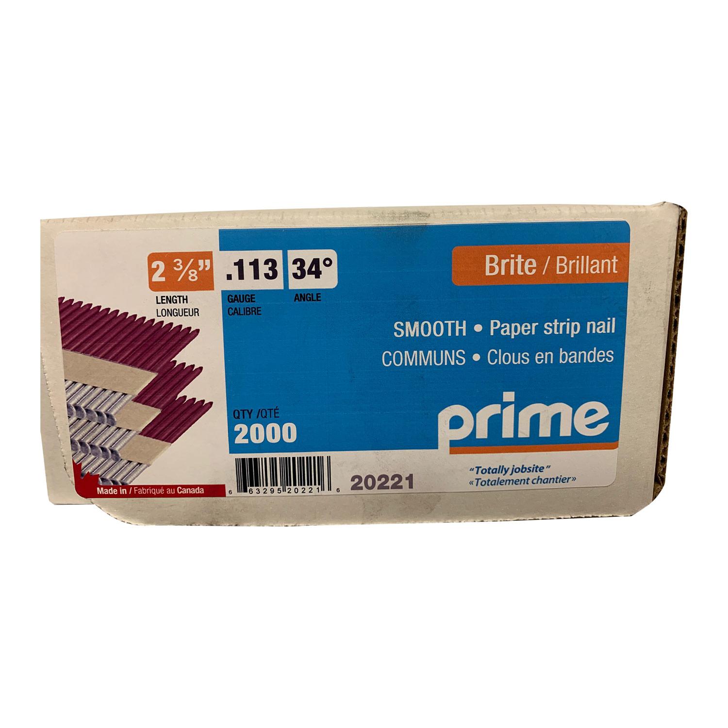 2-3/8" x 0.113" Bright 34 Degree Framing Nail-2000/Box