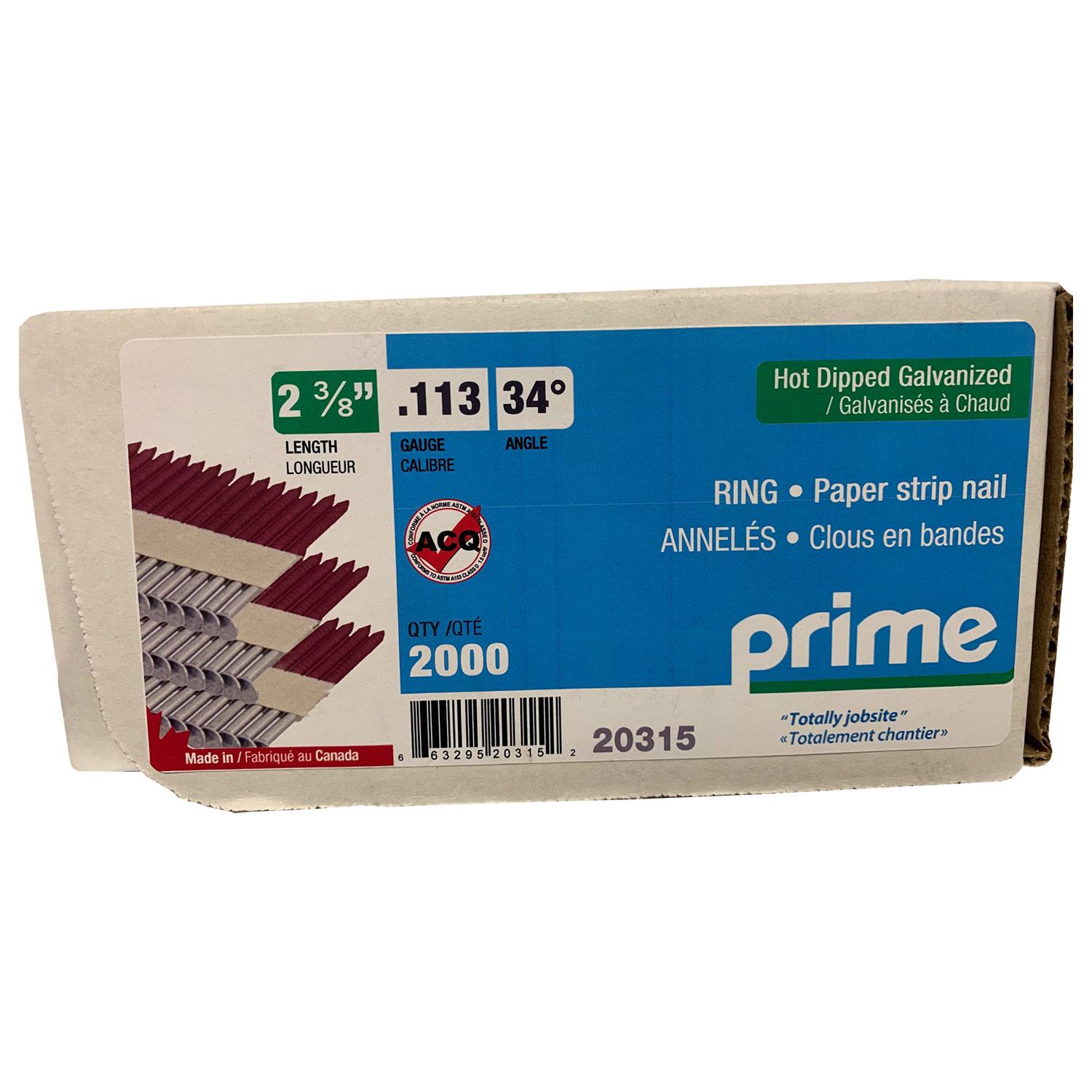 3-1/4" x 0.12" Bright 34 Degree Framing Nail-2000/Box
