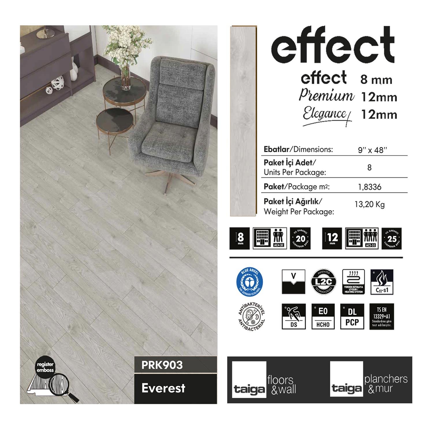 12mm Effect Premium Everest Laminate Flooring 14.59 Sqft/Box