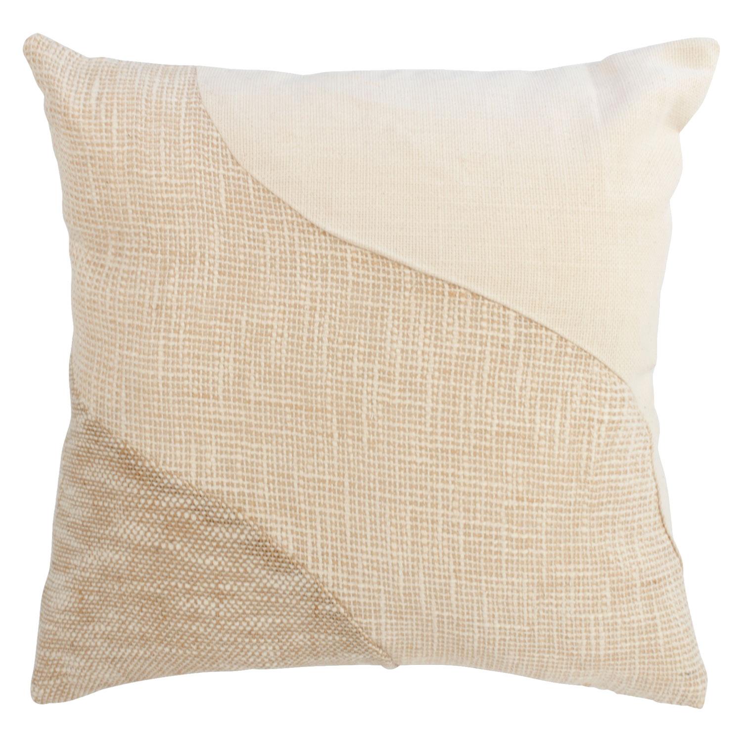 Coussin tissé beige bicolore