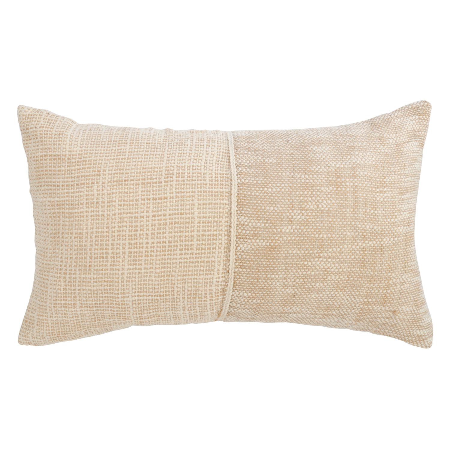 Coussin rectangulaire tissé beige bicolore