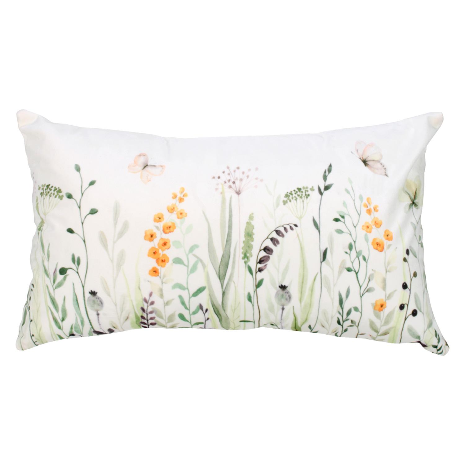 Coussin rectangulaire en suédine-feuillage vert