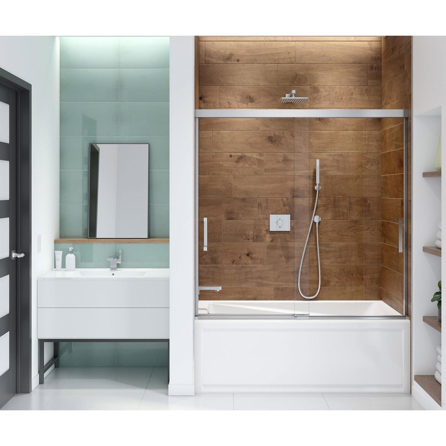 Porte de baignoire Incognito 8mm 56"-59" x 56-3/4" 57 chrome
